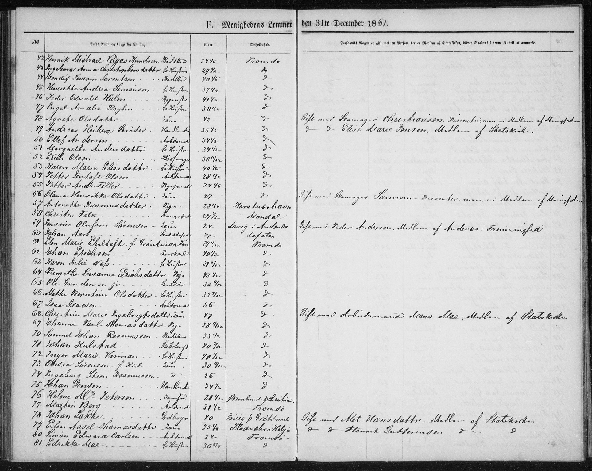 Uten arkivreferanse, SATØ/-: Dissenter register no. DP 1, 1856-1892