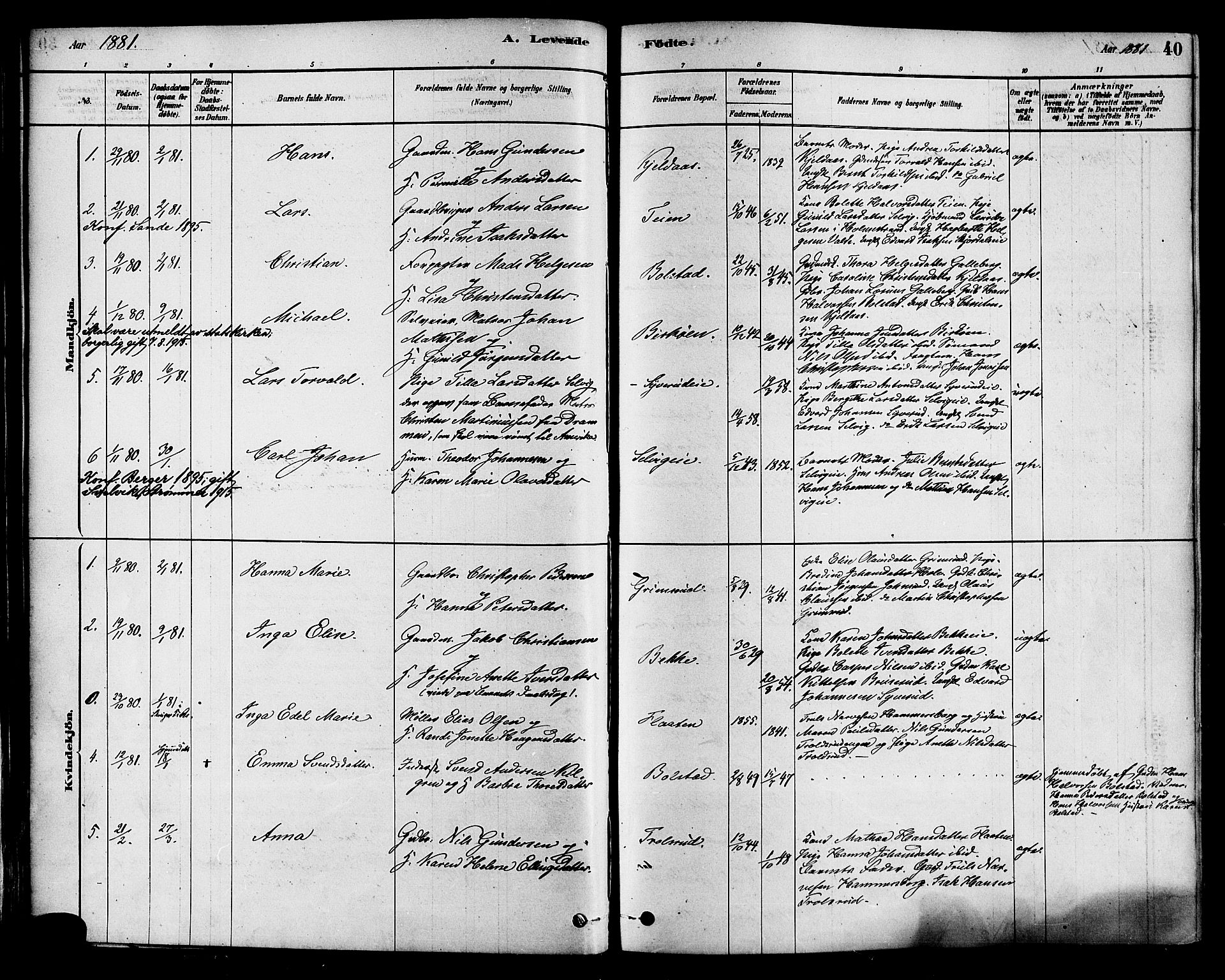 Sande Kirkebøker, AV/SAKO-A-53/F/Fa/L0006: Parish register (official) no. 6, 1878-1888, p. 40