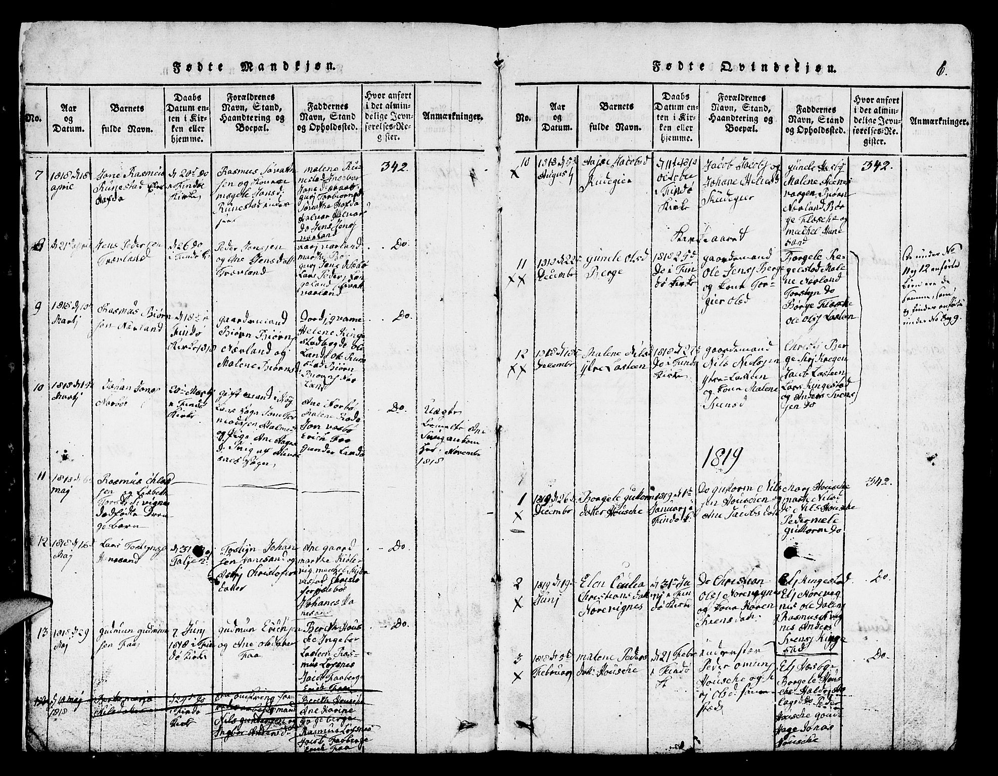 Finnøy sokneprestkontor, SAST/A-101825/H/Ha/Hab/L0001: Parish register (copy) no. B 1, 1816-1856, p. 6