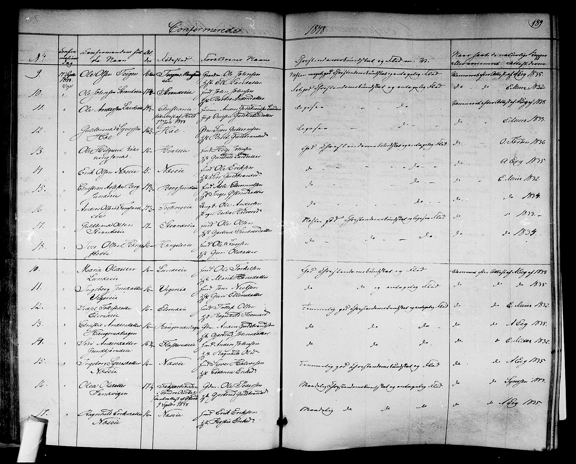 Norderhov kirkebøker, AV/SAKO-A-237/F/Fa/L0011: Parish register (official) no. 11, 1847-1856, p. 189