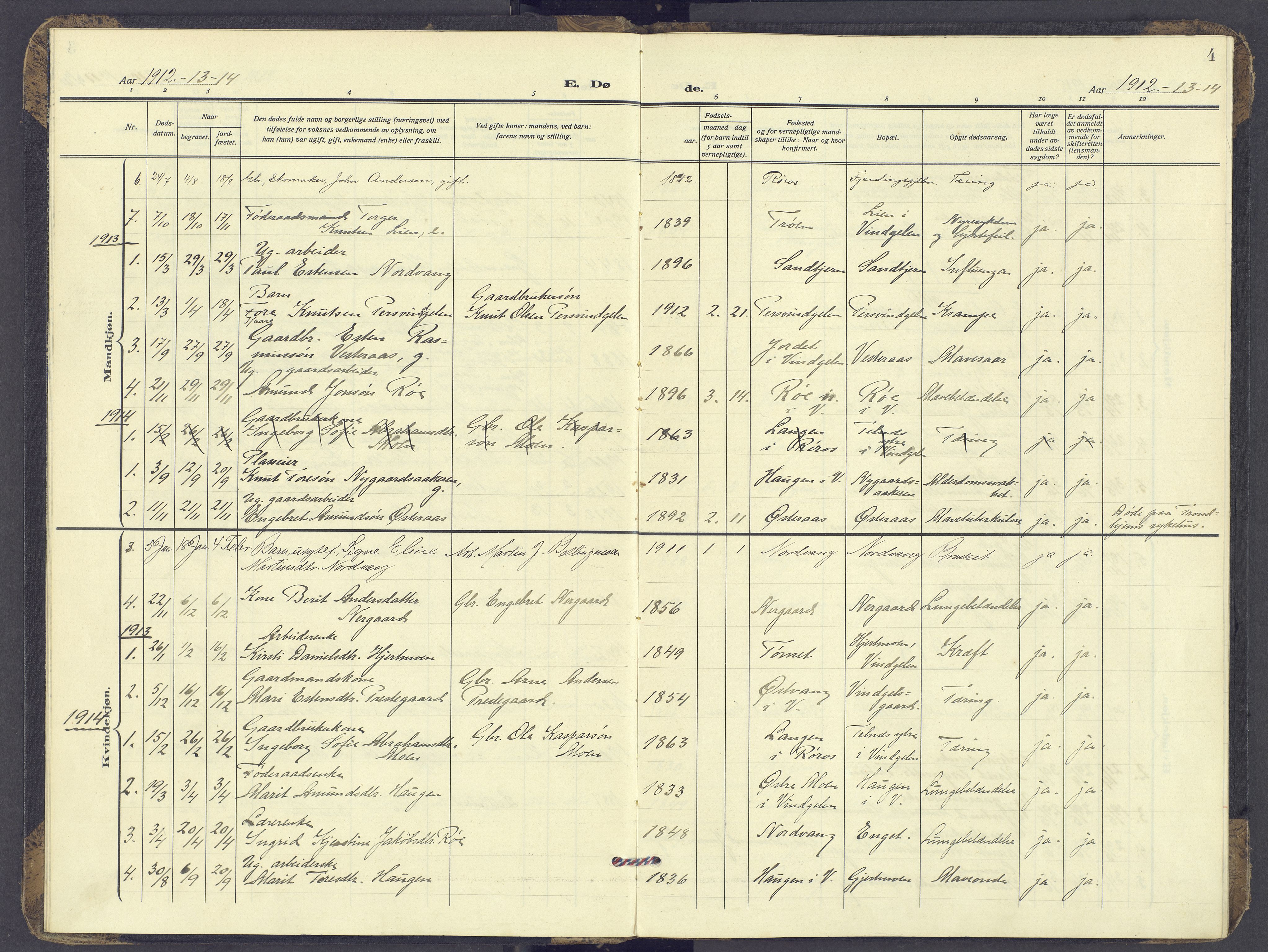 Tolga prestekontor, AV/SAH-PREST-062/K/L0017: Parish register (official) no. 17, 1909-1979, p. 4