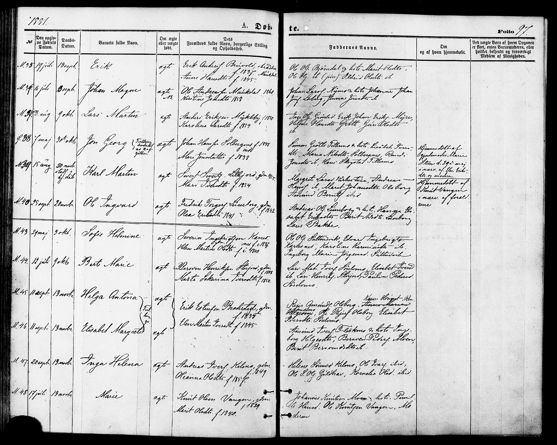 Målselv sokneprestembete, SATØ/S-1311/G/Ga/Gaa/L0005kirke: Parish register (official) no. 5, 1872-1884, p. 97