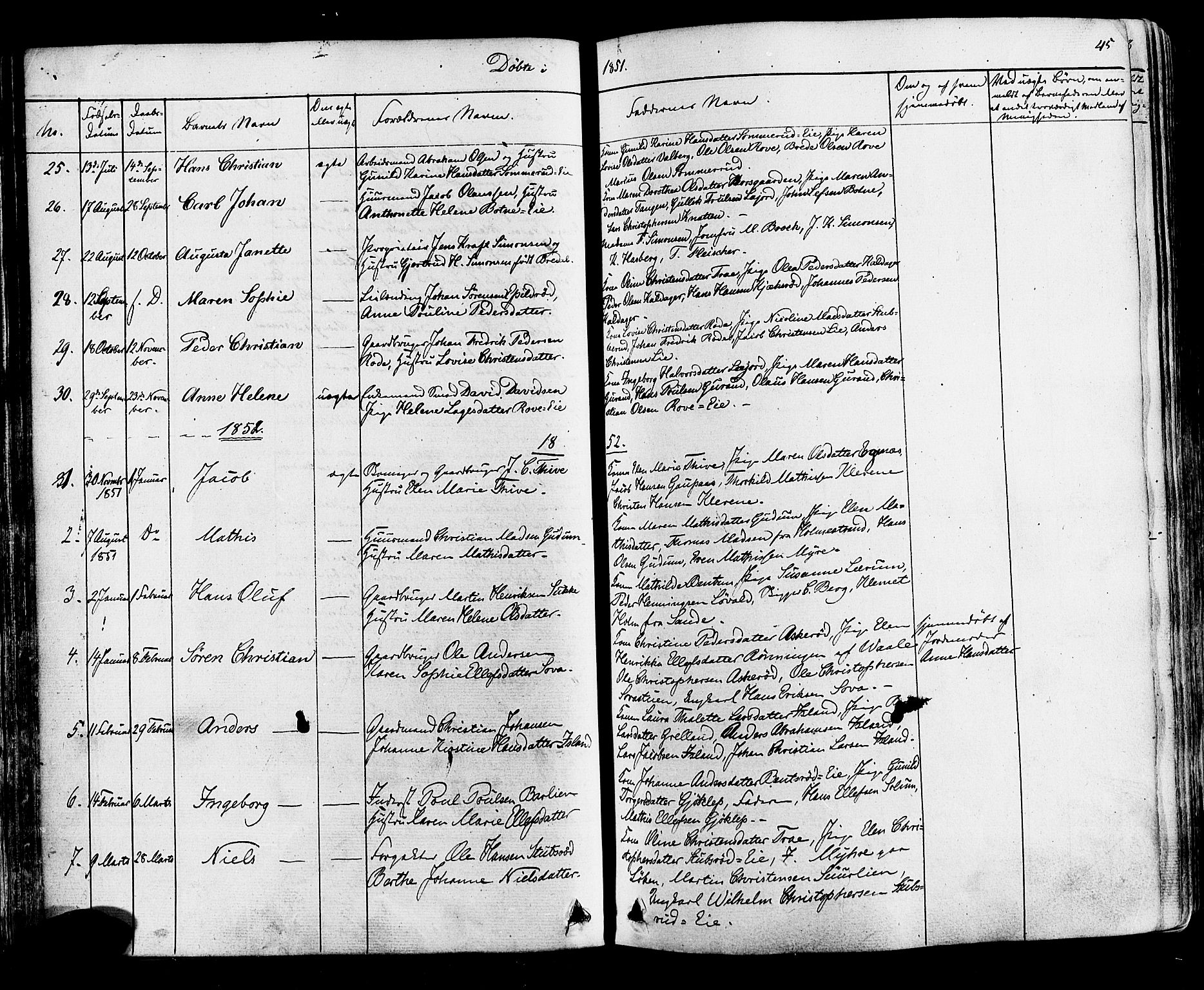 Botne kirkebøker, AV/SAKO-A-340/F/Fa/L0006: Parish register (official) no. I 6, 1836-1877, p. 45