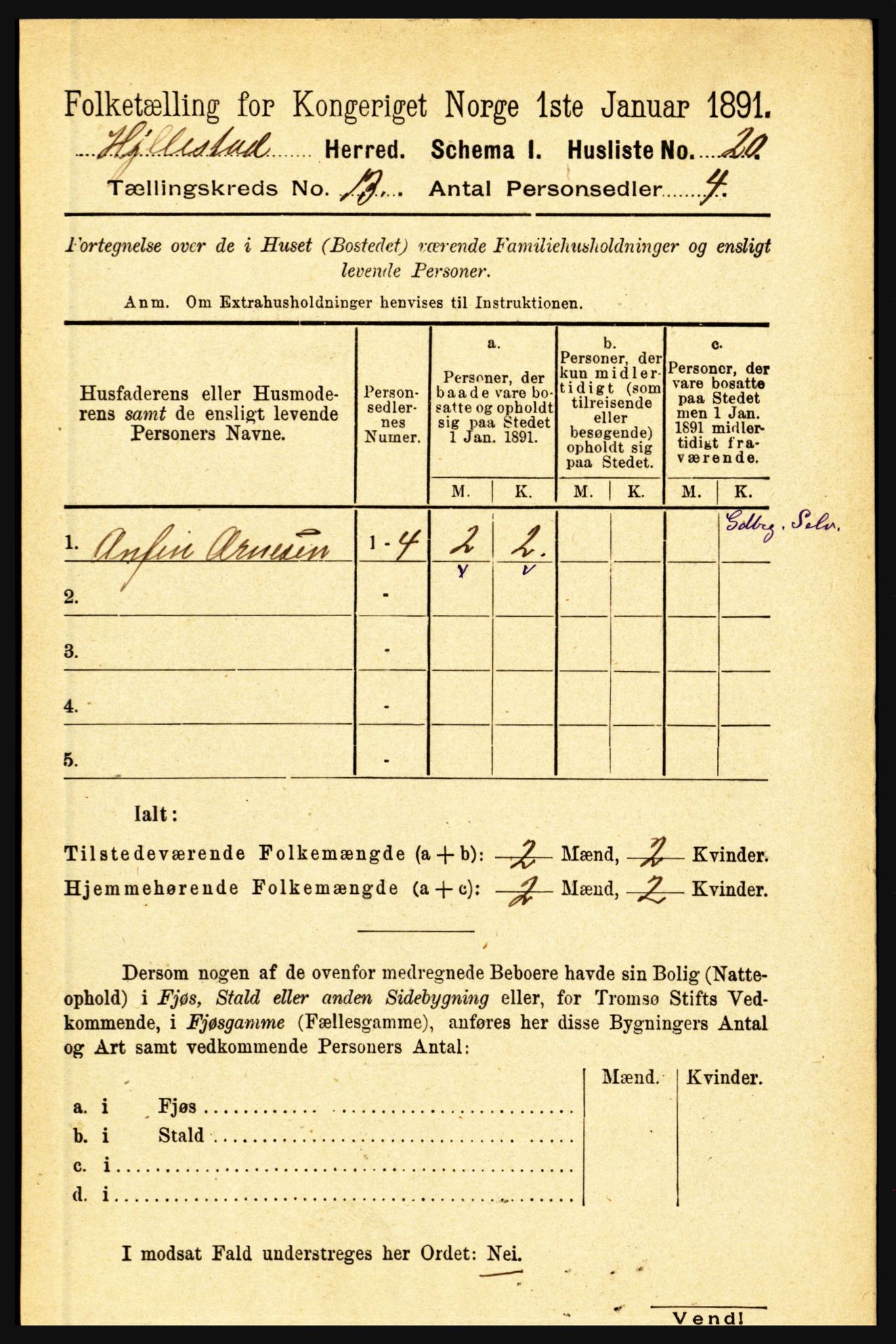 RA, 1891 census for 1413 Hyllestad, 1891, p. 2396