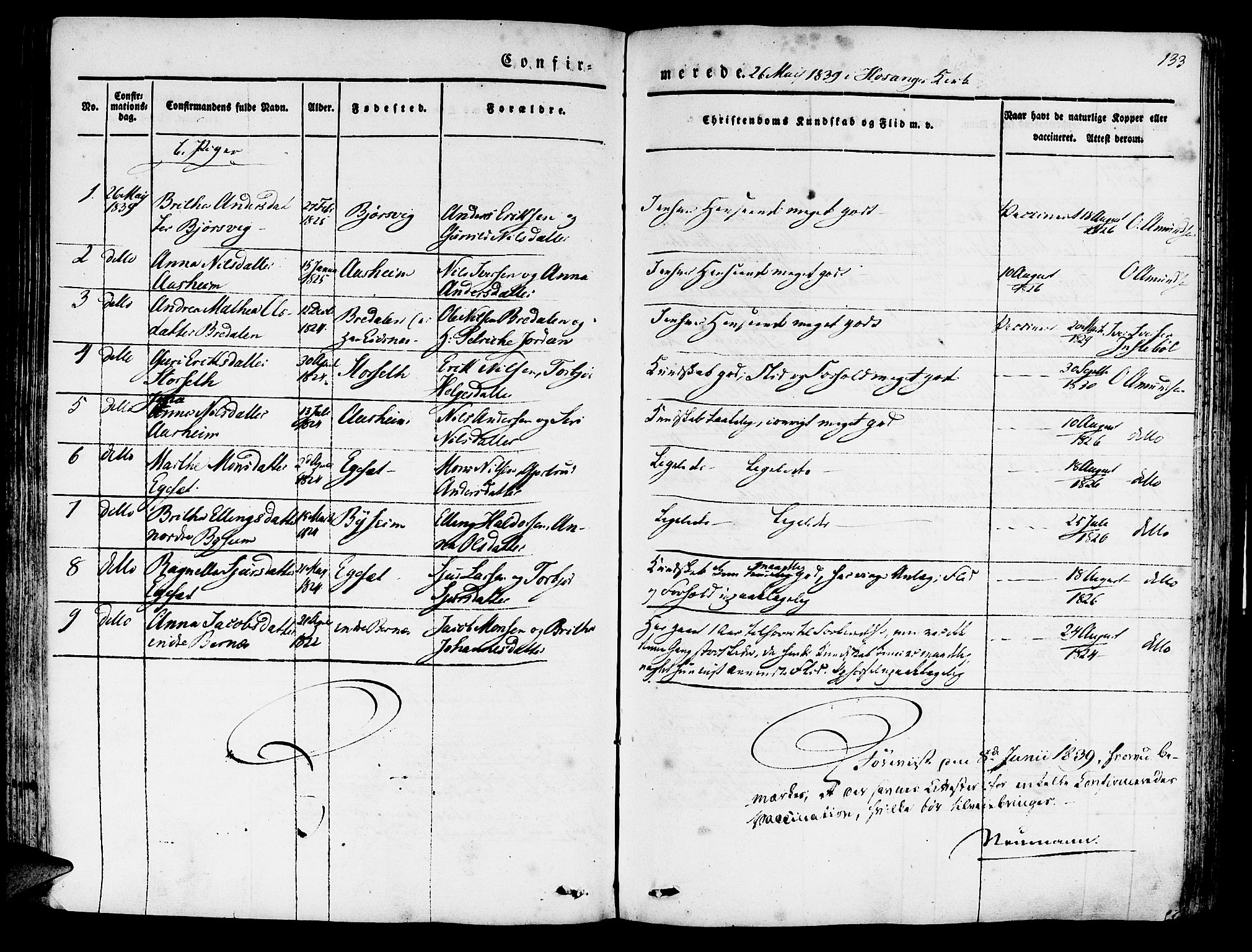 Hosanger sokneprestembete, AV/SAB-A-75801/H/Haa: Parish register (official) no. A 7, 1835-1848, p. 133