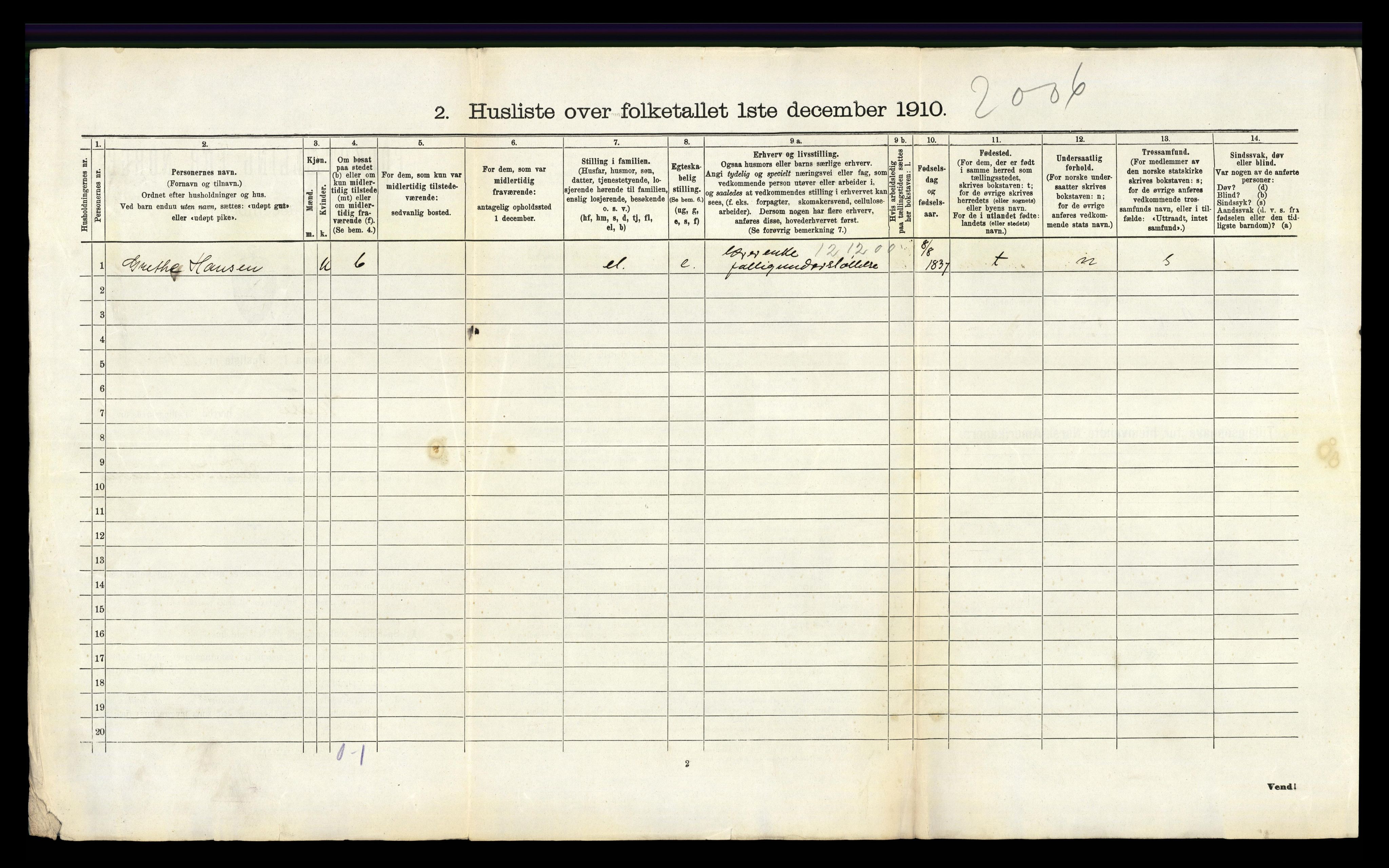 RA, 1910 census for Vanse, 1910, p. 974