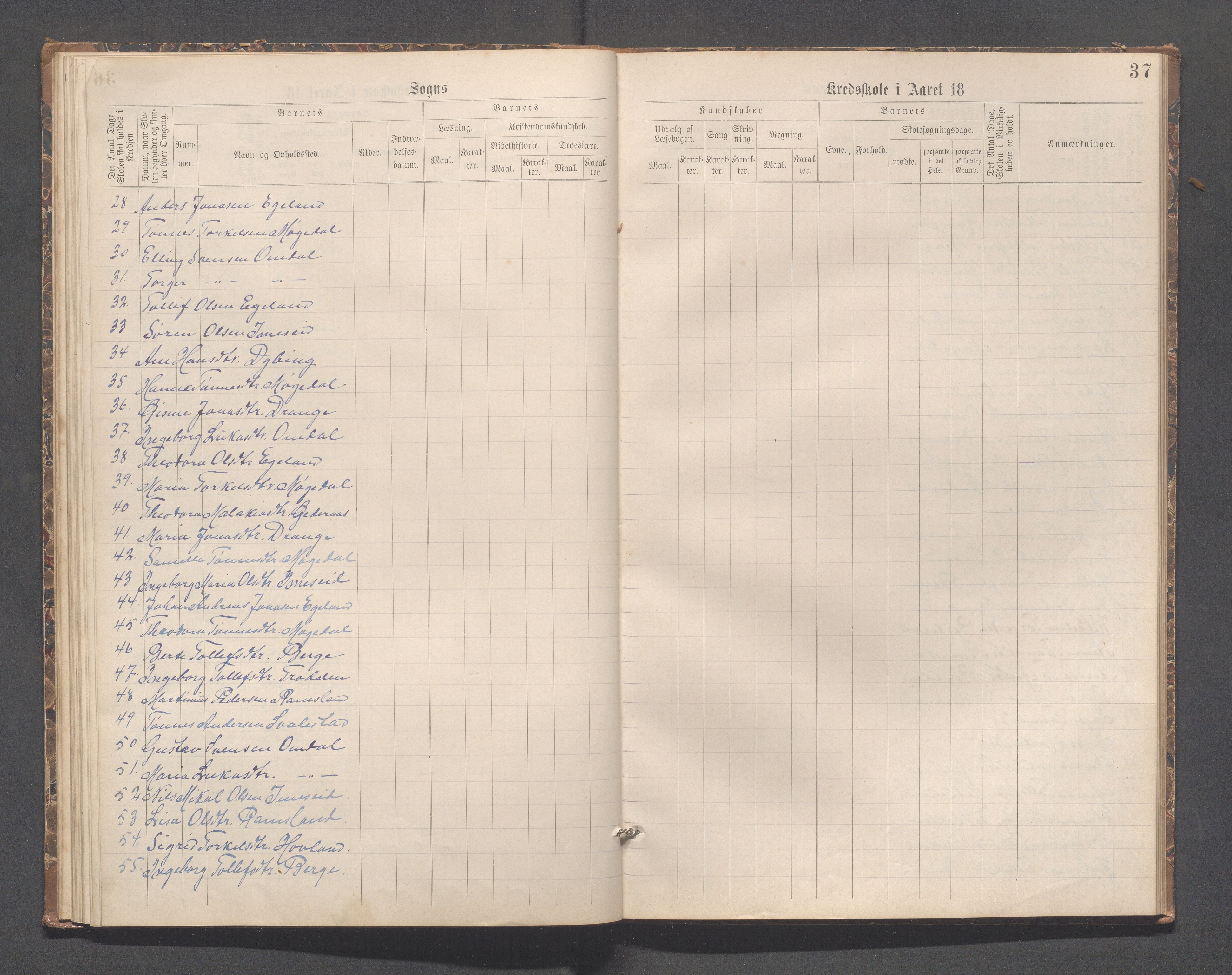 Helleland kommune - Skolekommisjonen/skolestyret, IKAR/K-100486/H/L0007: Skoleprotokoll - Ramsland, Møgedal, Bruland, 1889-1908, p. 38