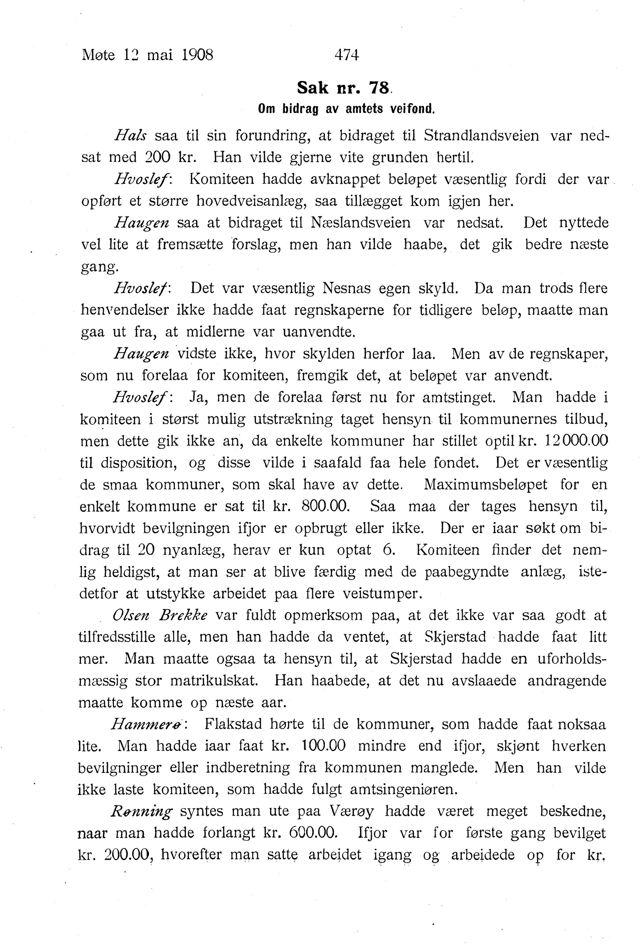 Nordland Fylkeskommune. Fylkestinget, AIN/NFK-17/176/A/Ac/L0031: Fylkestingsforhandlinger 1908, 1908