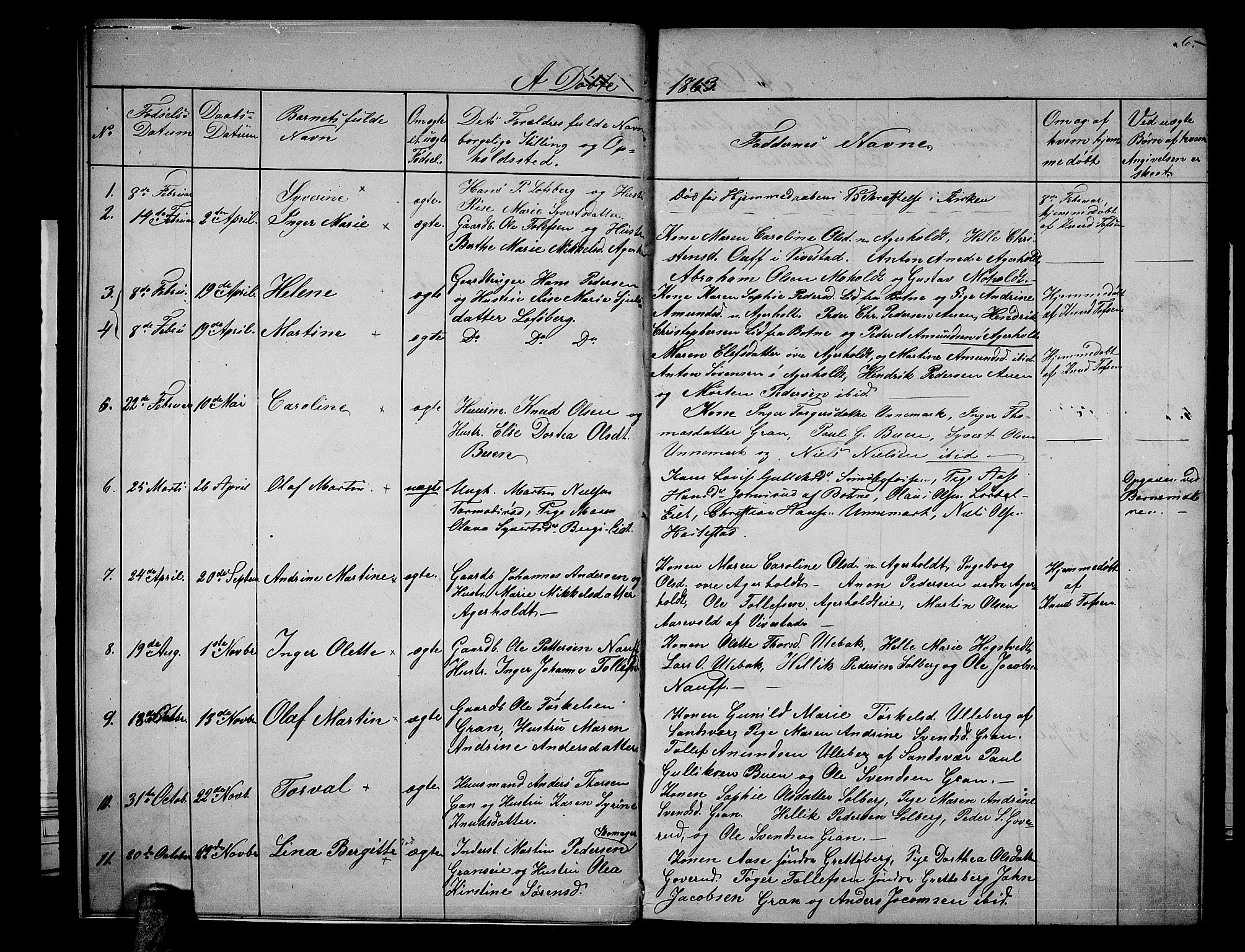 Hof kirkebøker, AV/SAKO-A-64/G/Gb/L0001: Parish register (copy) no. II 1, 1860-1877, p. 6