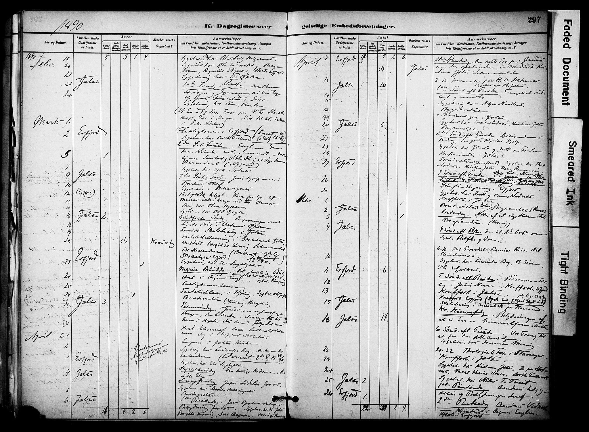 Jelsa sokneprestkontor, AV/SAST-A-101842/01/IV: Parish register (official) no. A 10, 1884-1906, p. 297