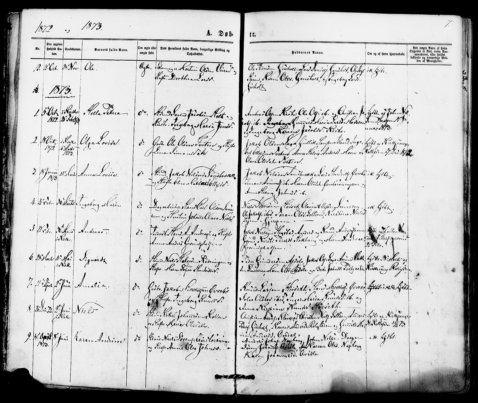 Siljan kirkebøker, SAKO/A-300/F/Fa/L0002: Parish register (official) no. 2, 1870-1895, p. 7