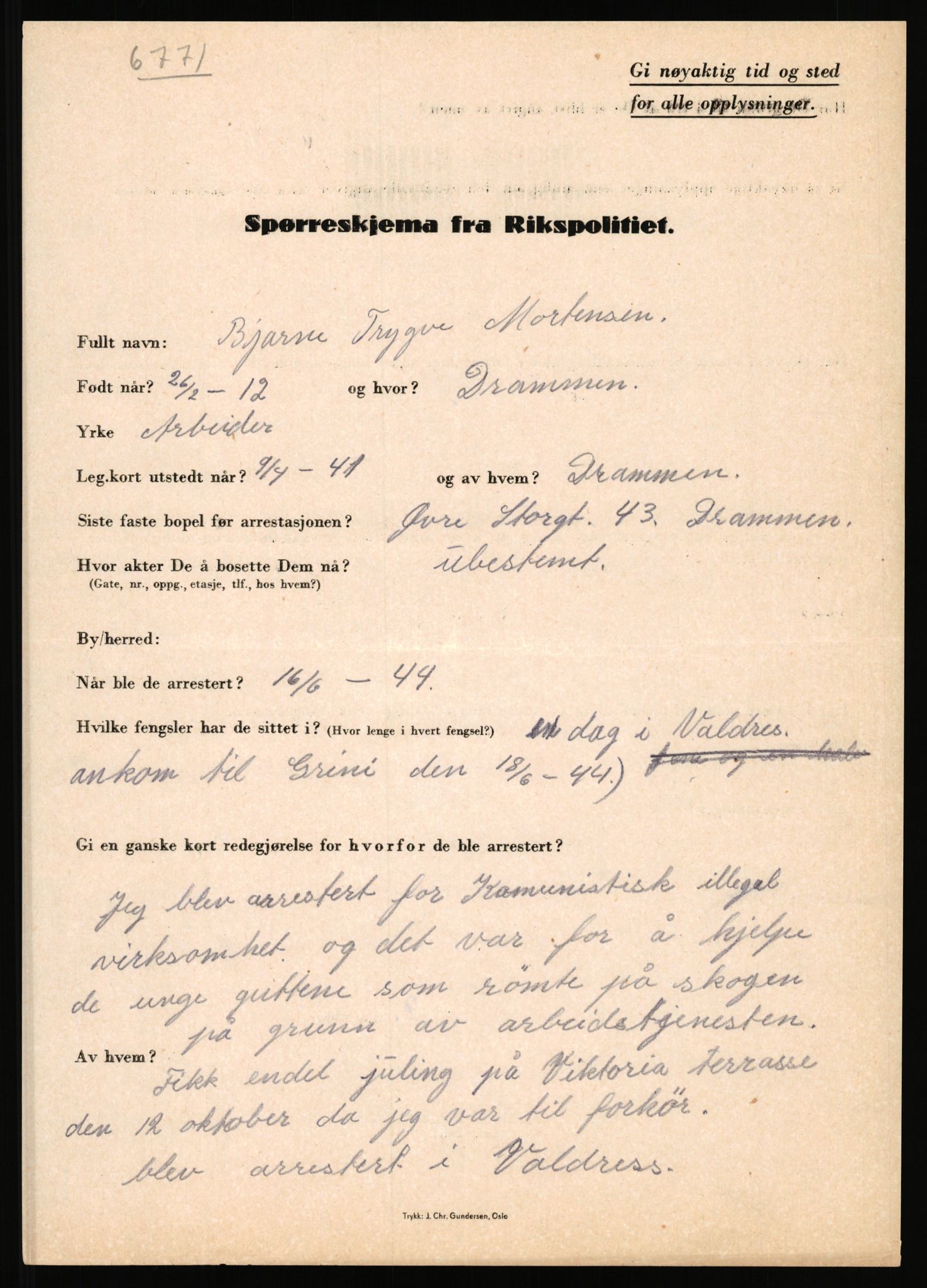 Rikspolitisjefen, AV/RA-S-1560/L/L0012: Mogensen, Øivind - Noraas, Lars, 1940-1945, p. 97