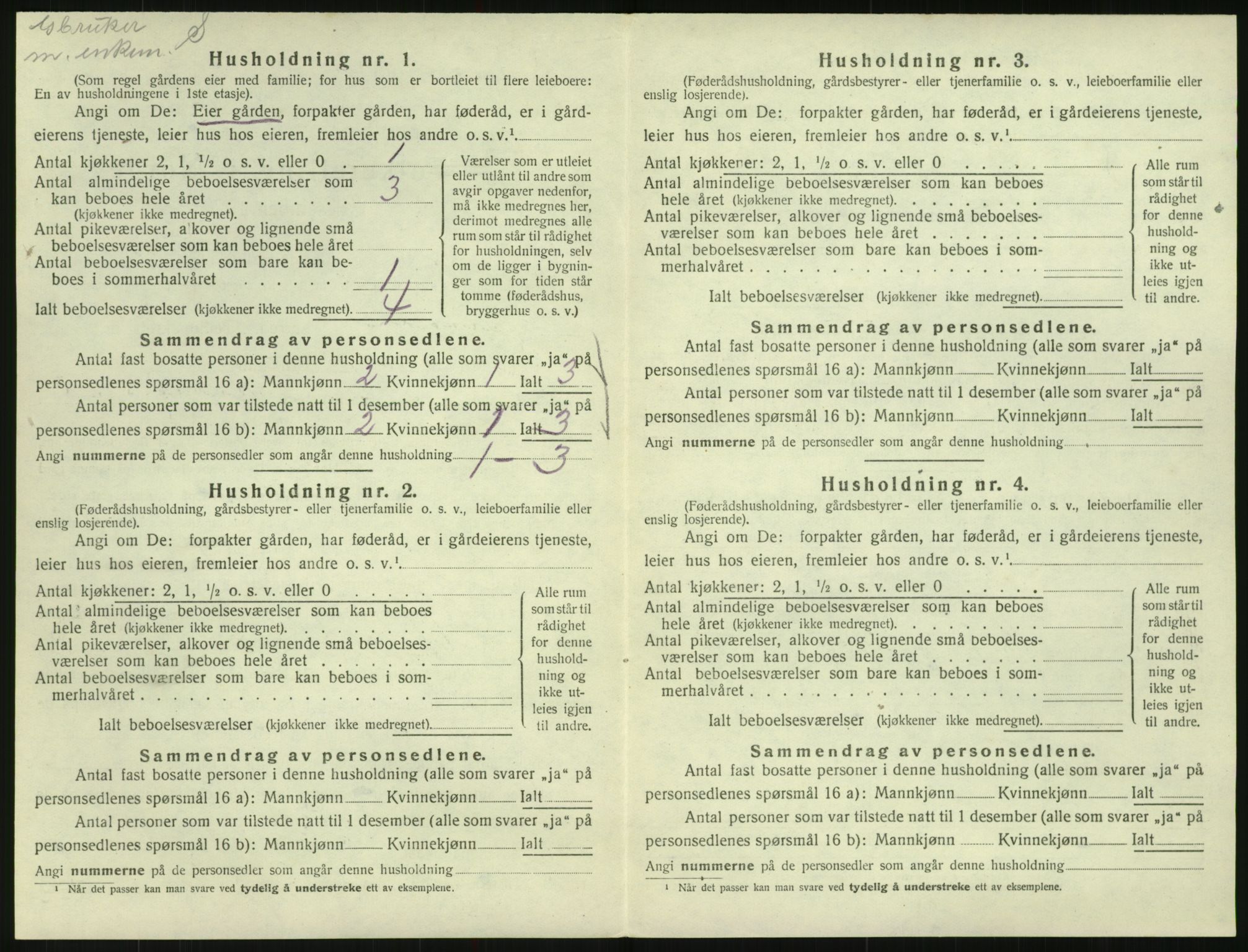 SAK, 1920 census for Vegusdal, 1920, p. 260