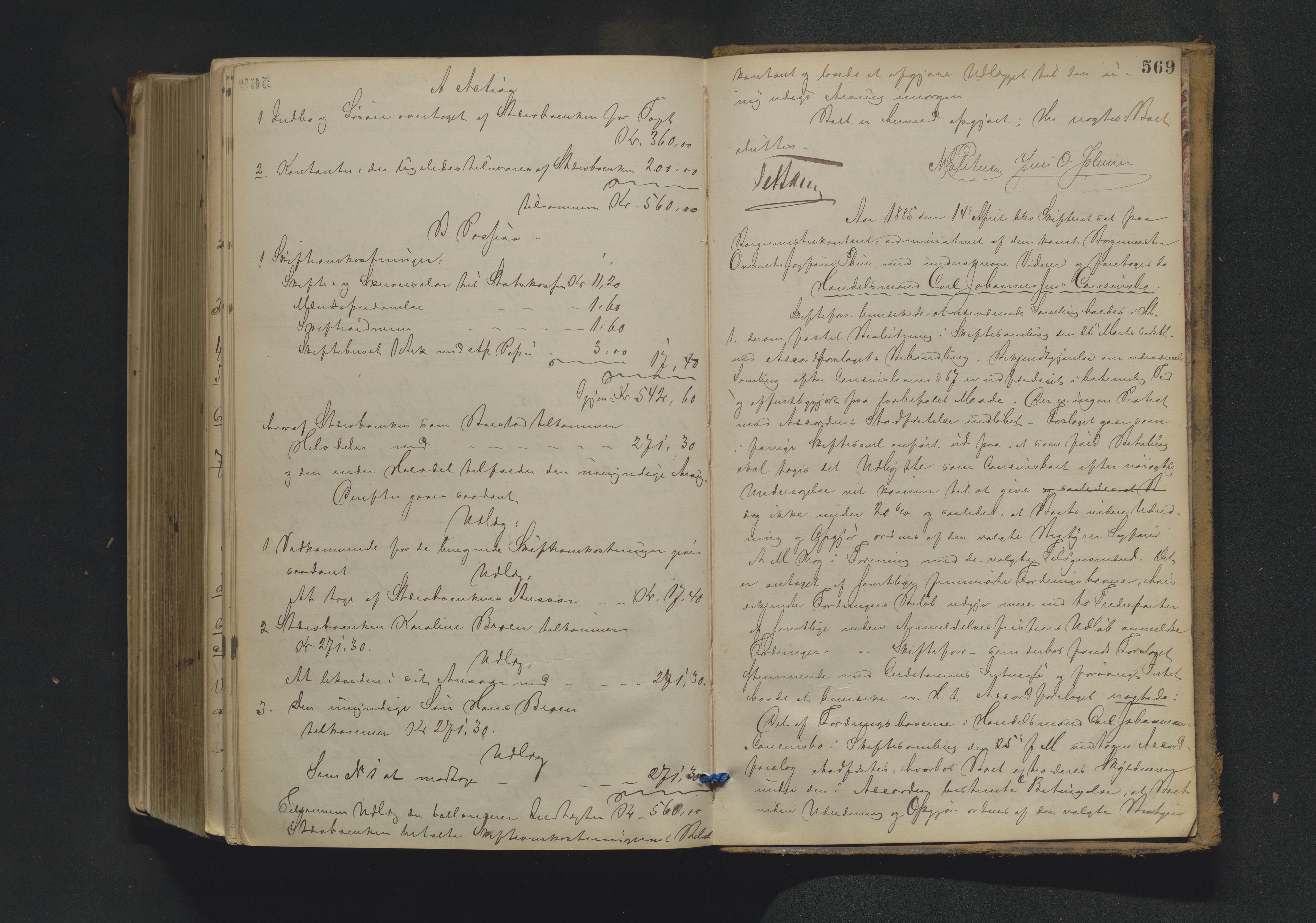 Drammen byfogd, AV/SAKO-A-222/H/Hb/Hbc/L0013: Skifteforhandlingsprotokoll. - Drammen., 1878-1885, p. 569