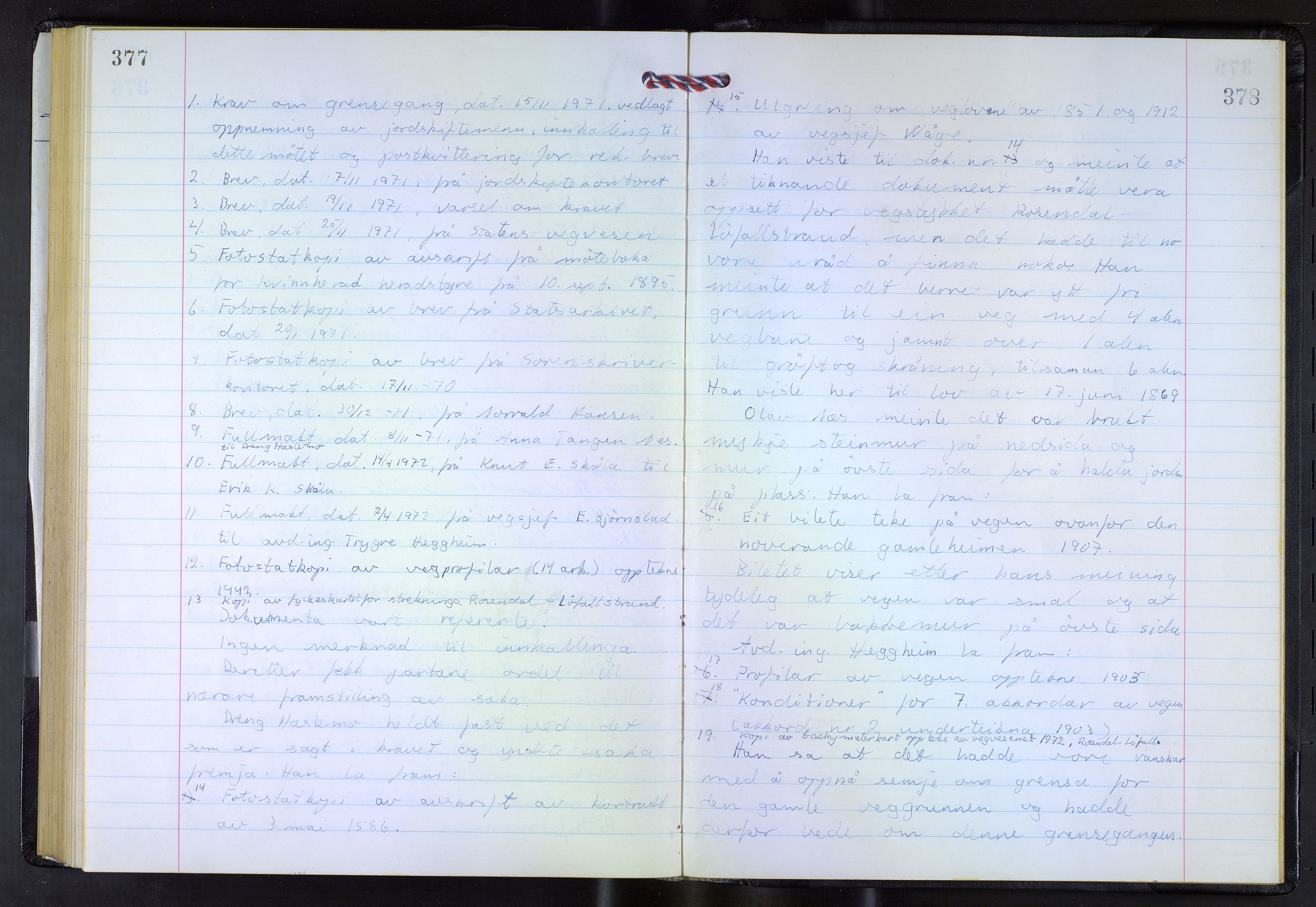 Hordaland jordskiftedøme - VII Indre Sunnhordland jordskiftedistrikt, AV/SAB-A-7401/A/Aa/L0033: Forhandlingsprotokoll, 1969-1972, p. 377-378