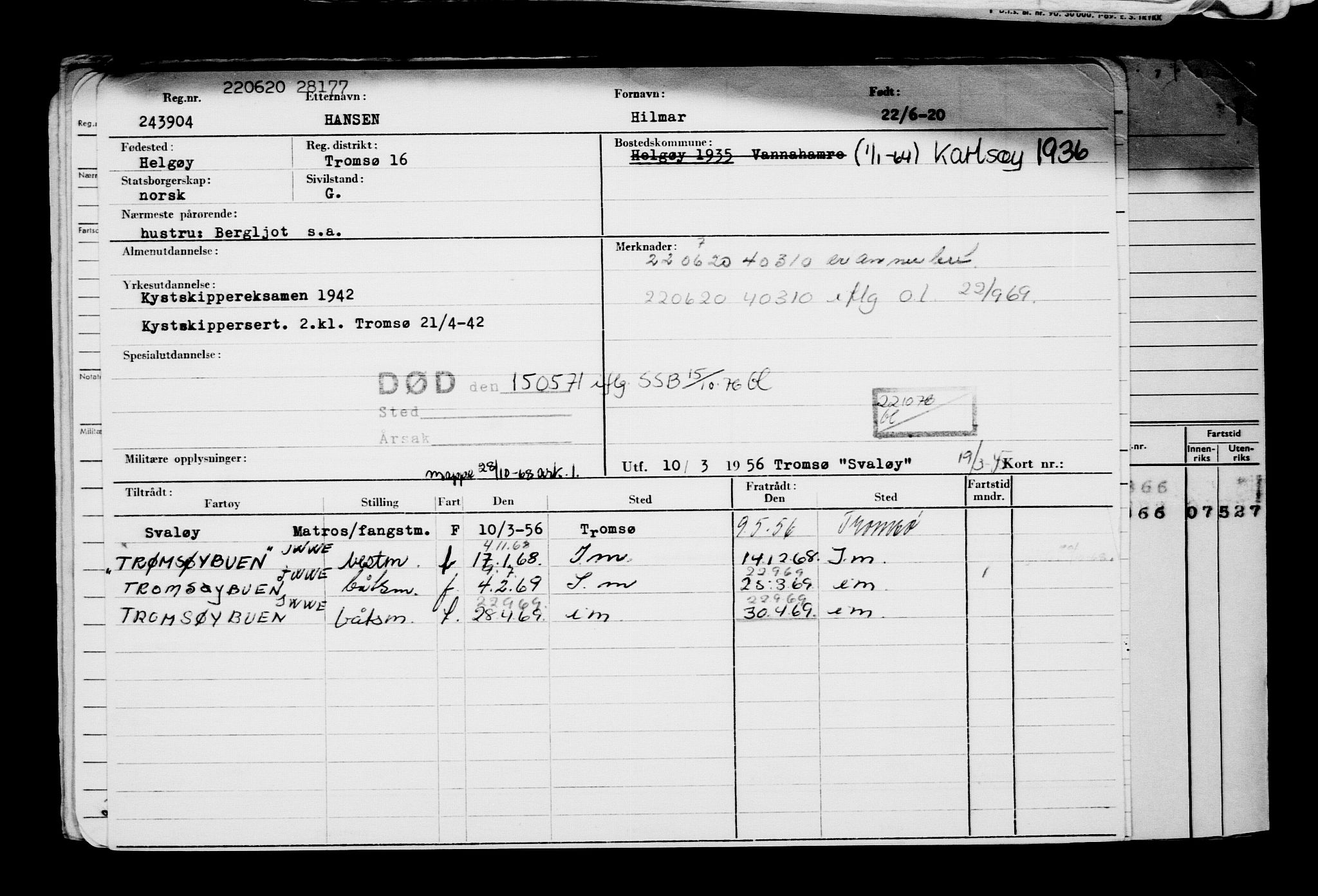 Direktoratet for sjømenn, AV/RA-S-3545/G/Gb/L0182: Hovedkort, 1920, p. 376