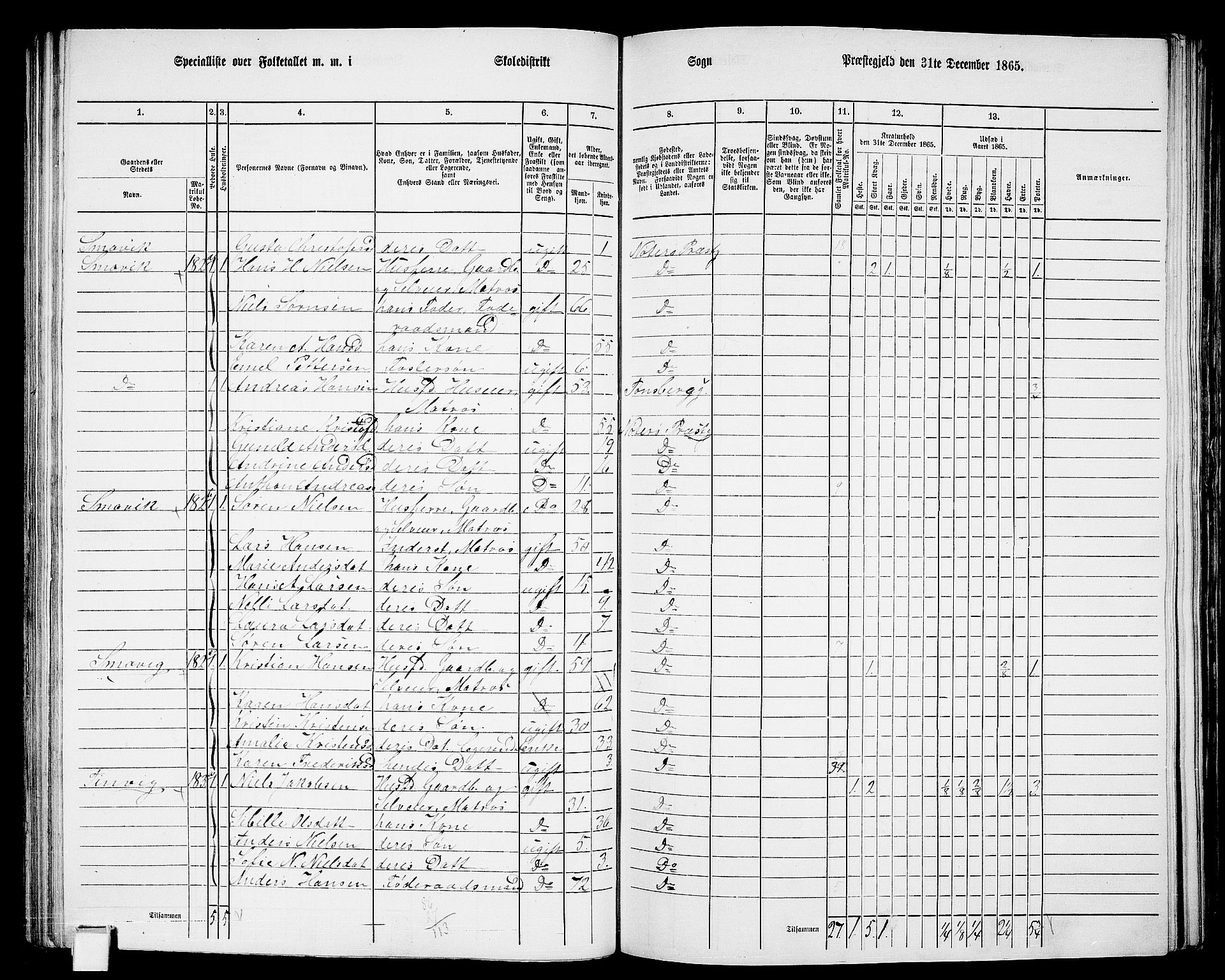 RA, 1865 census for Nøtterøy, 1865, p. 158