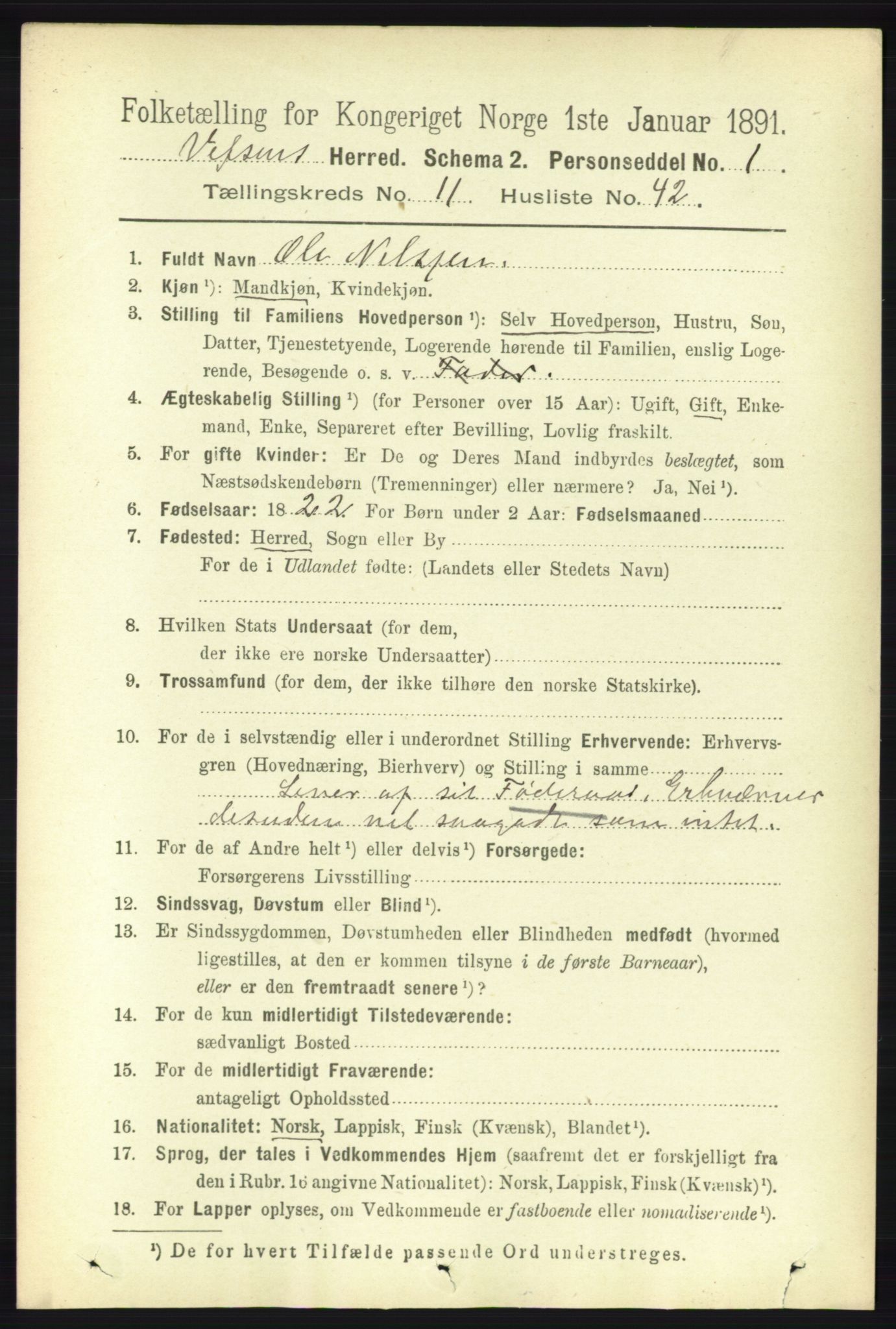 RA, 1891 census for 1824 Vefsn, 1891, p. 5899