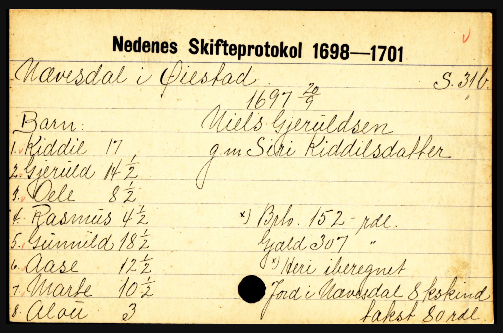 Nedenes sorenskriveri før 1824, AV/SAK-1221-0007/H, p. 22495