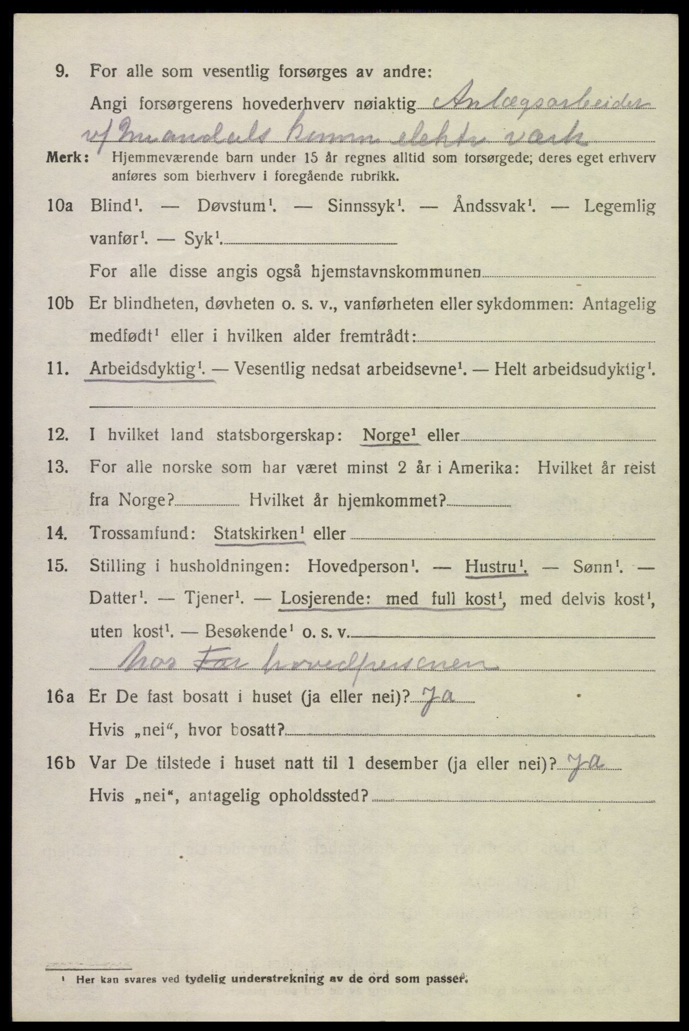 SAK, 1920 census for Vigmostad, 1920, p. 1942