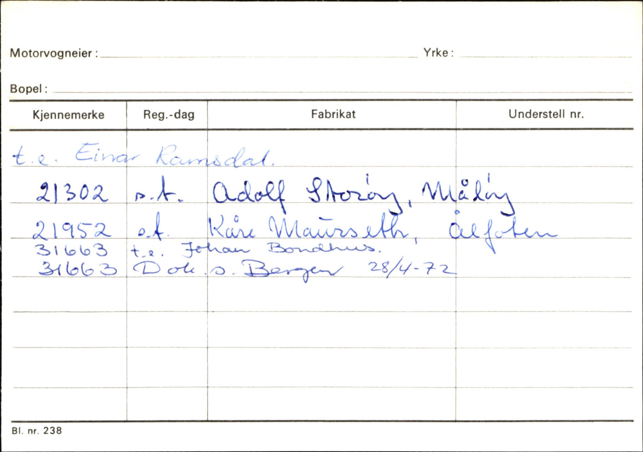 Statens vegvesen, Sogn og Fjordane vegkontor, SAB/A-5301/4/F/L0144: Registerkort Vågsøy A-R, 1945-1975, p. 176