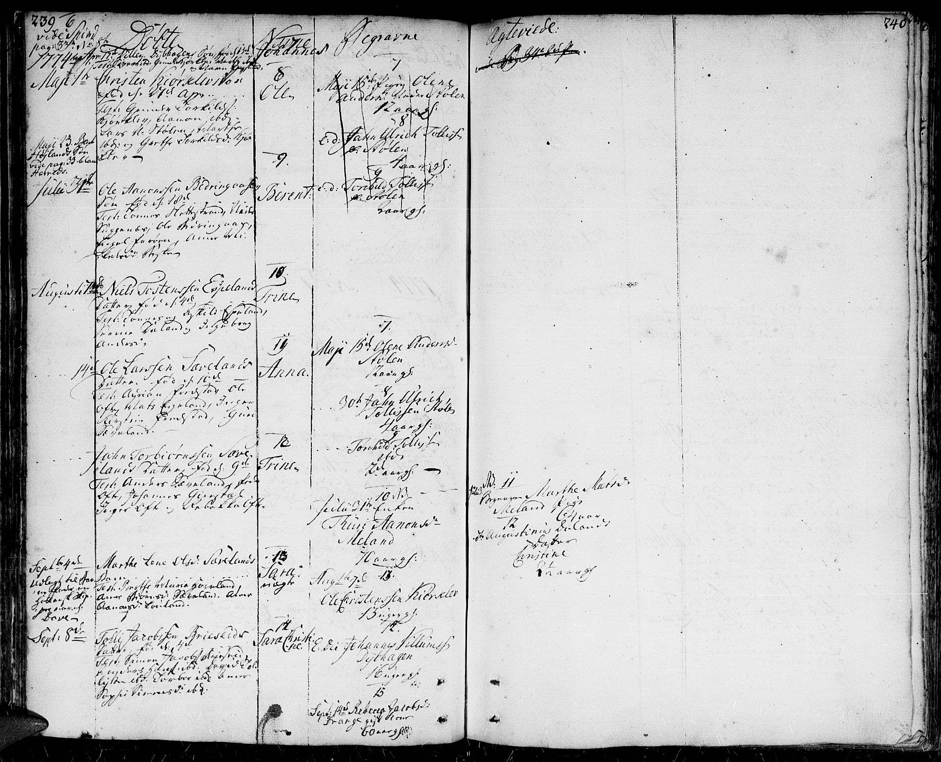 Herad sokneprestkontor, AV/SAK-1111-0018/F/Fa/Faa/L0001: Parish register (official) no. A 1 /1, 1768-1799, p. 239-240