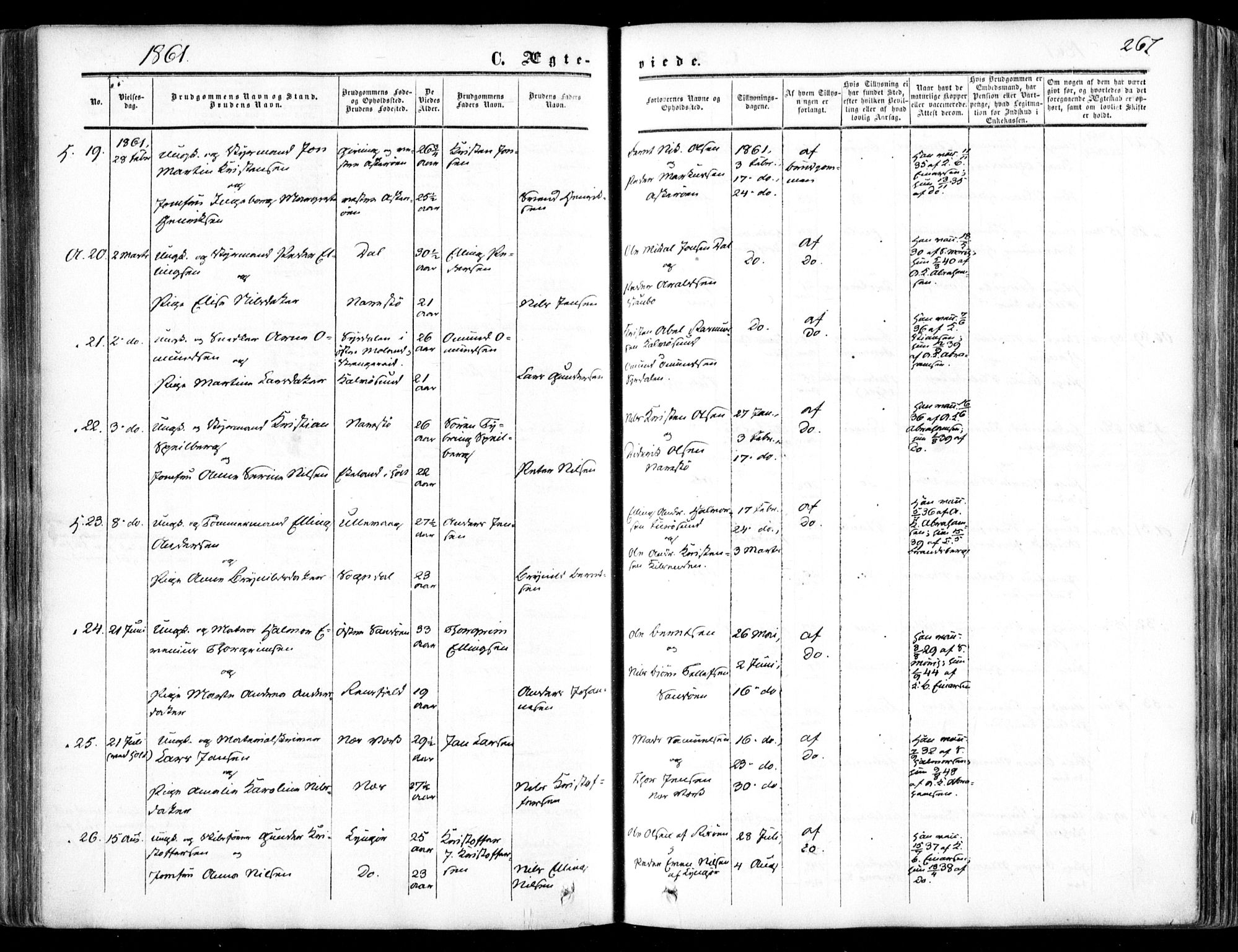 Dypvåg sokneprestkontor, AV/SAK-1111-0007/F/Fa/Faa/L0006: Parish register (official) no. A 6, 1855-1872, p. 267