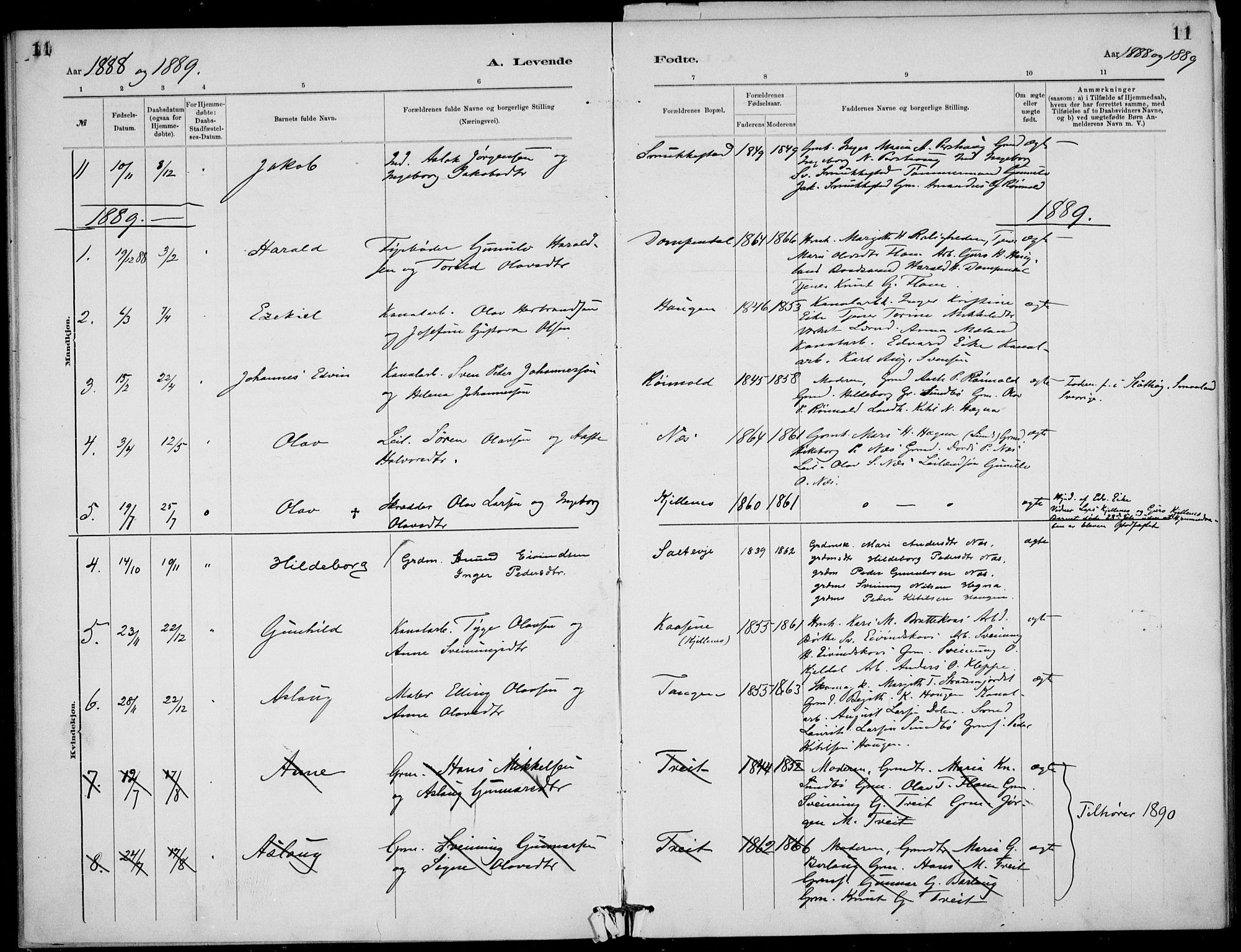 Lunde kirkebøker, AV/SAKO-A-282/F/Fb/L0003: Parish register (official) no. II 3, 1882-1891, p. 11