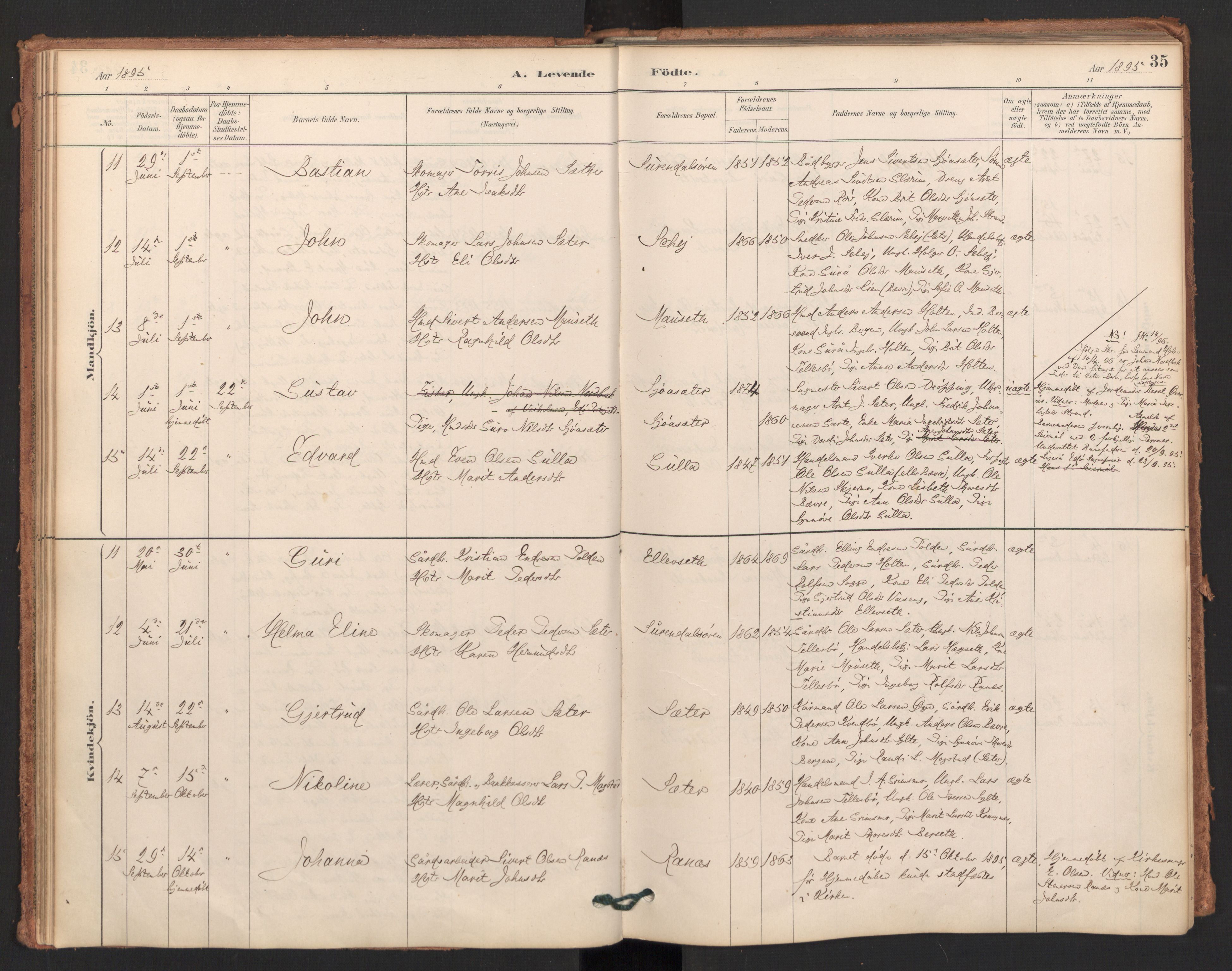 Ministerialprotokoller, klokkerbøker og fødselsregistre - Møre og Romsdal, AV/SAT-A-1454/596/L1056: Parish register (official) no. 596A01, 1885-1900, p. 35