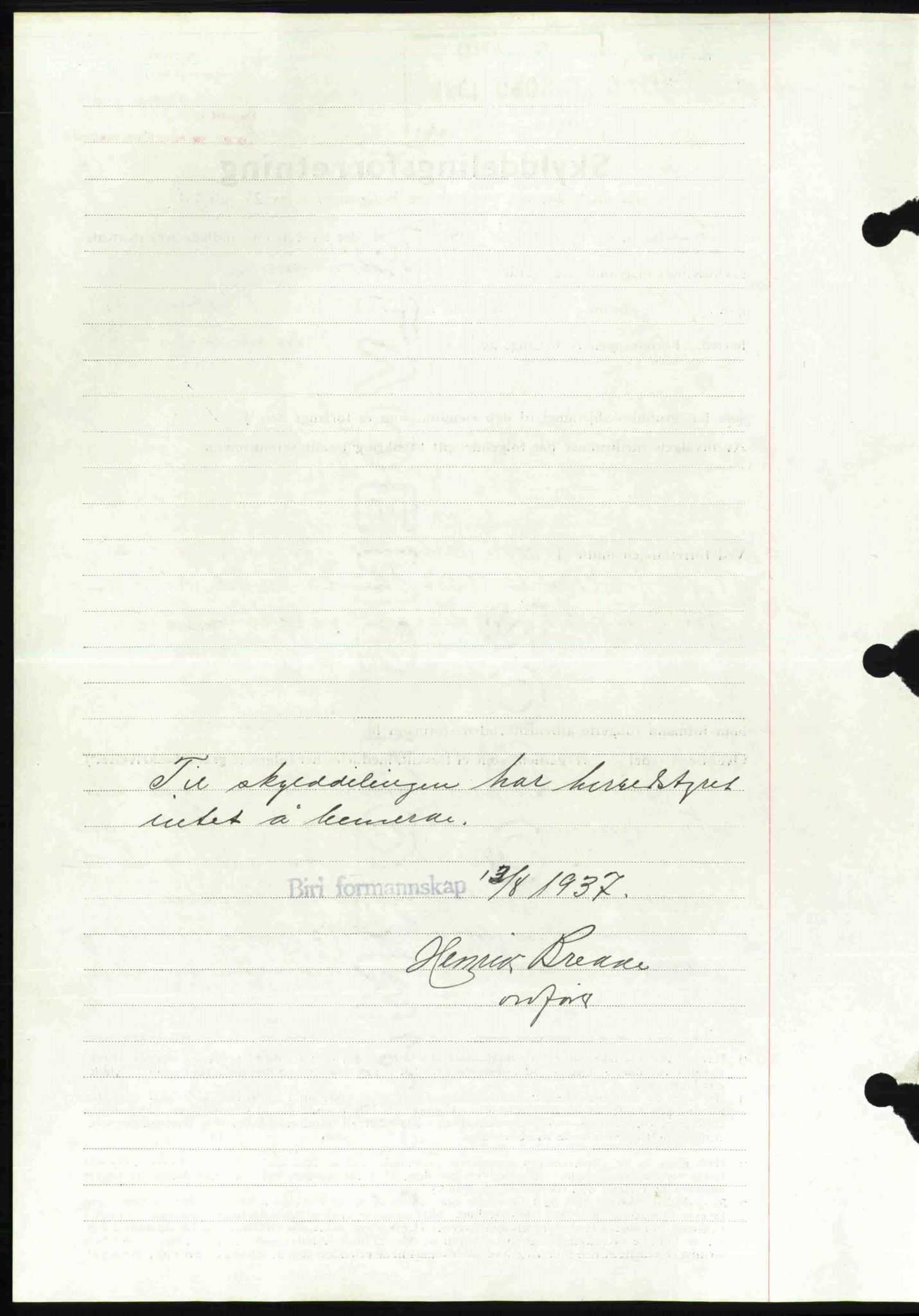 Toten tingrett, SAH/TING-006/H/Hb/Hbc/L0003: Mortgage book no. Hbc-03, 1937-1938, Diary no: : 2379/1937