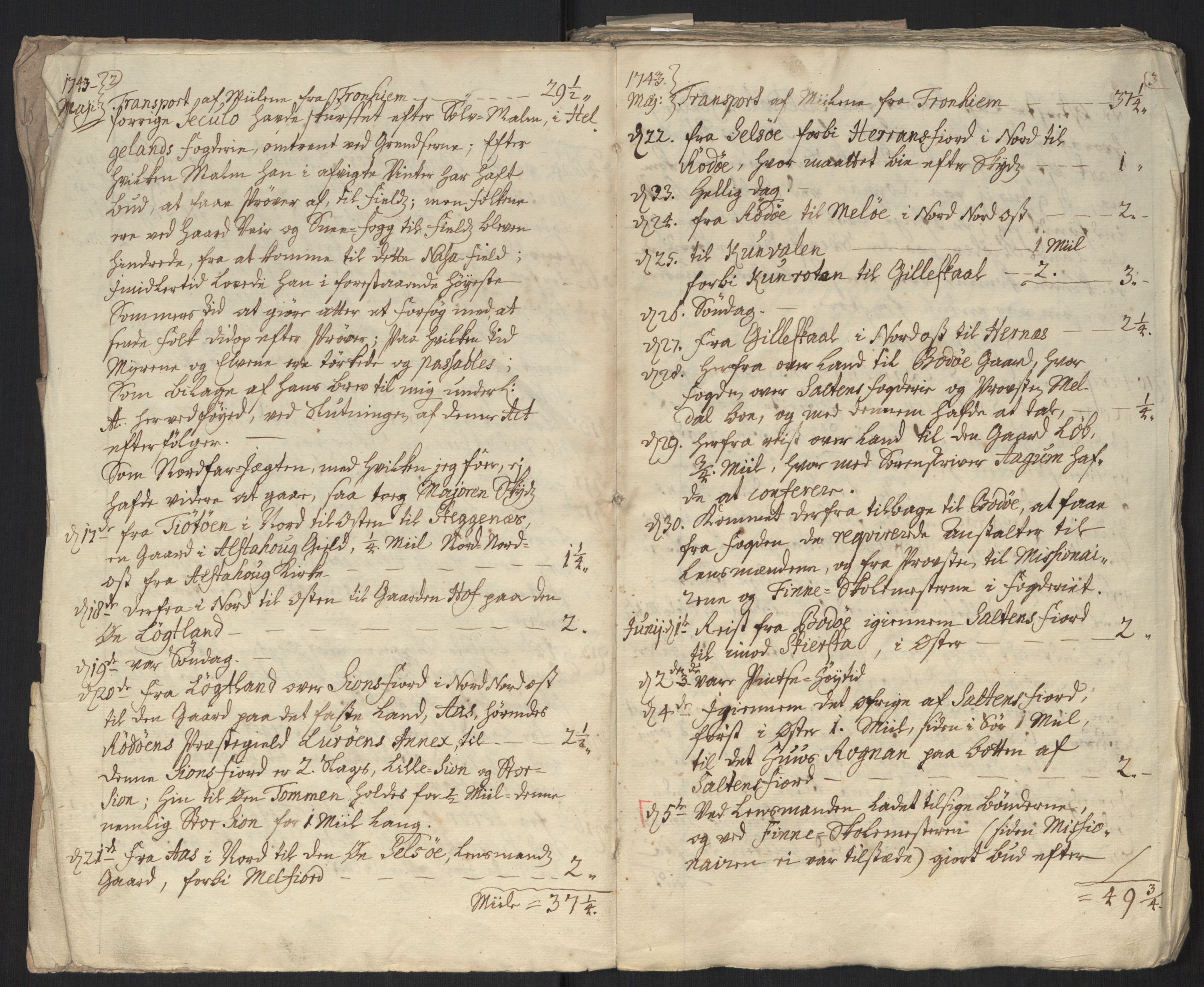 Danske Kanselli, Grensearkivet, AV/RA-EA-4062/F/L0011a/0001: Volum XXIII-XXVIa / Vol. XXIII: Major Schnitlers grenseeksaminasjonsprotokoll, 3. bind, 1743, p. 2-3