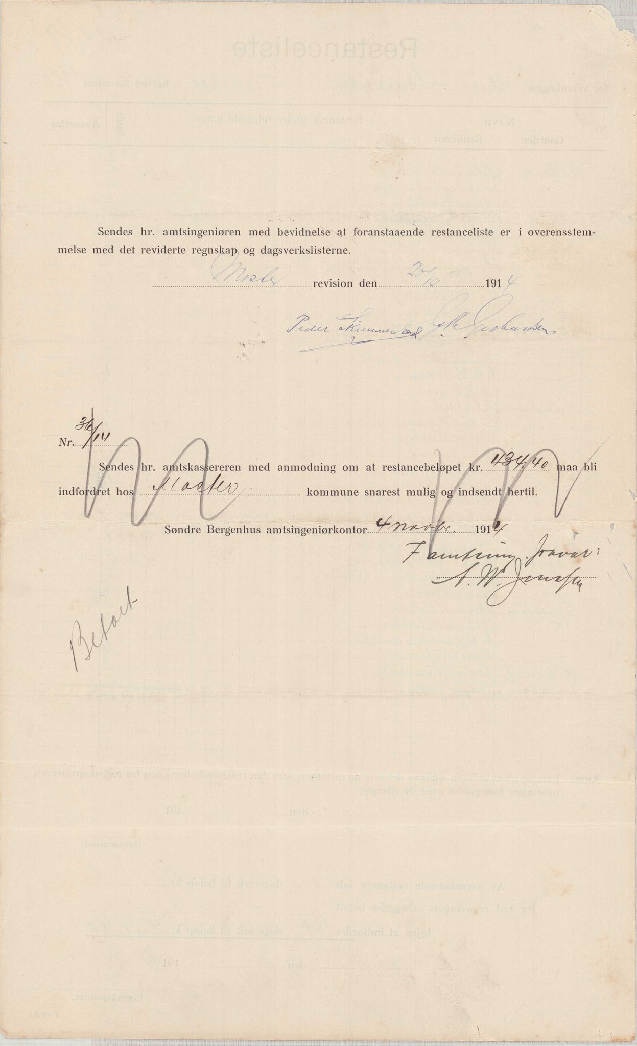 Finnaas kommune. Formannskapet, IKAH/1218a-021/E/Ea/L0001/0004: Rekneskap for veganlegg / Rekneskap for veganlegget Laurhammer - Olakjødn, 1913-1916, p. 17