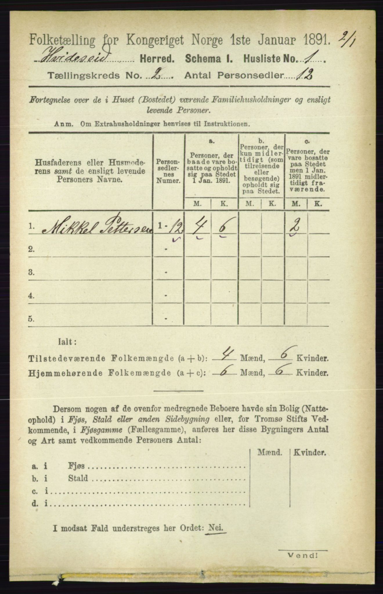 RA, 1891 census for 0829 Kviteseid, 1891, p. 259