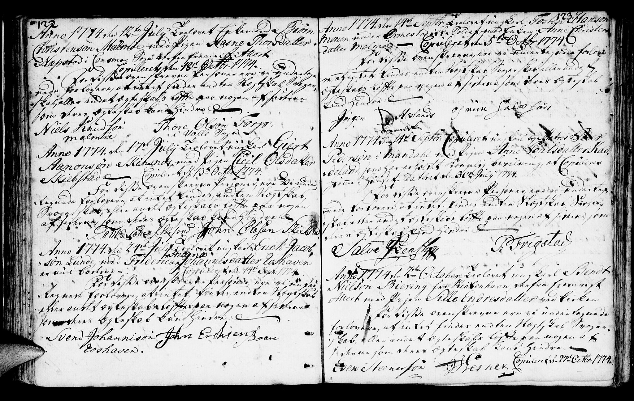 Mandal sokneprestkontor, AV/SAK-1111-0030/F/Fa/Faa/L0006: Parish register (official) no. A 6, 1755-1783, p. 122-123