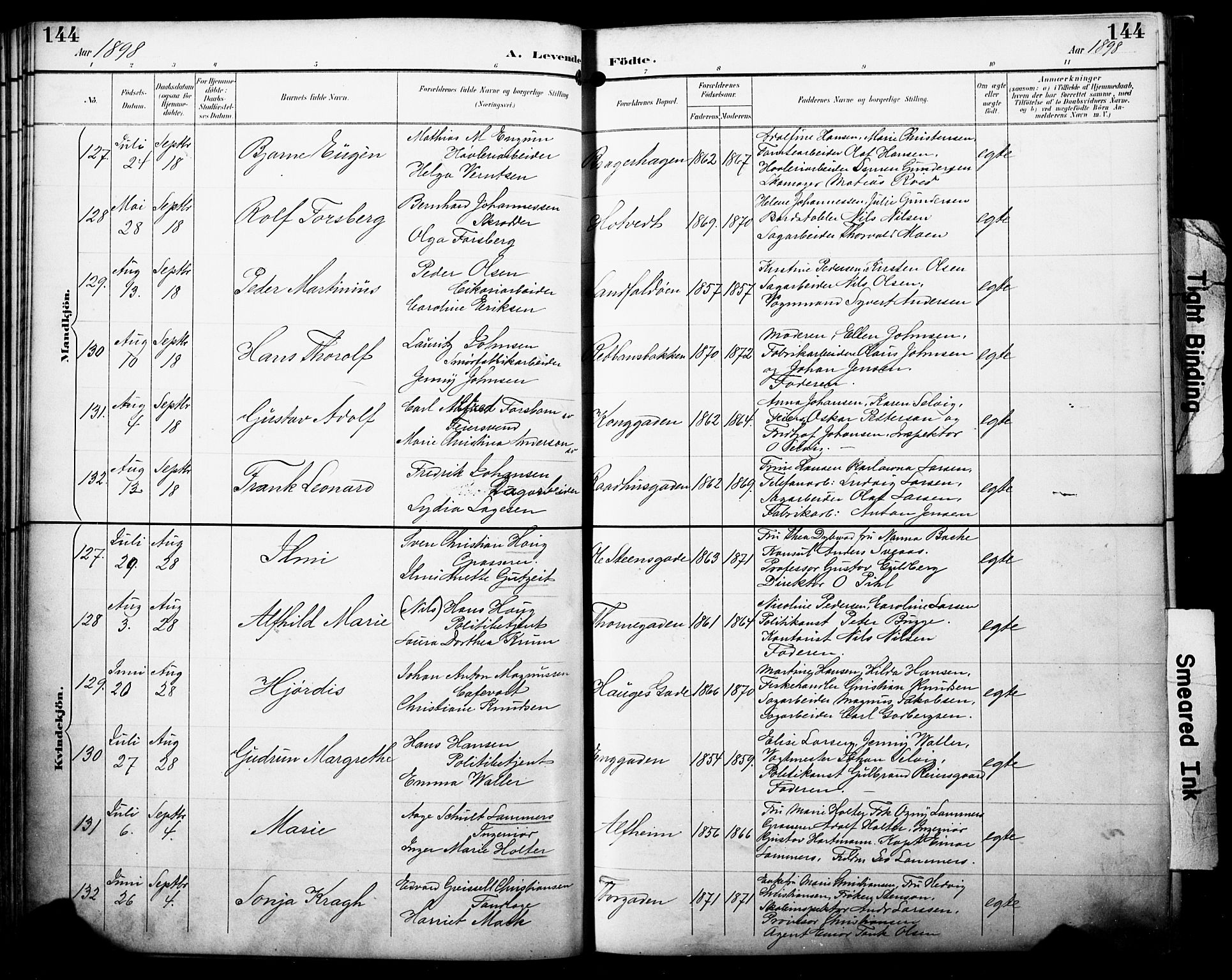Bragernes kirkebøker, SAKO/A-6/F/Fb/L0008: Parish register (official) no. II 8, 1894-1902, p. 144