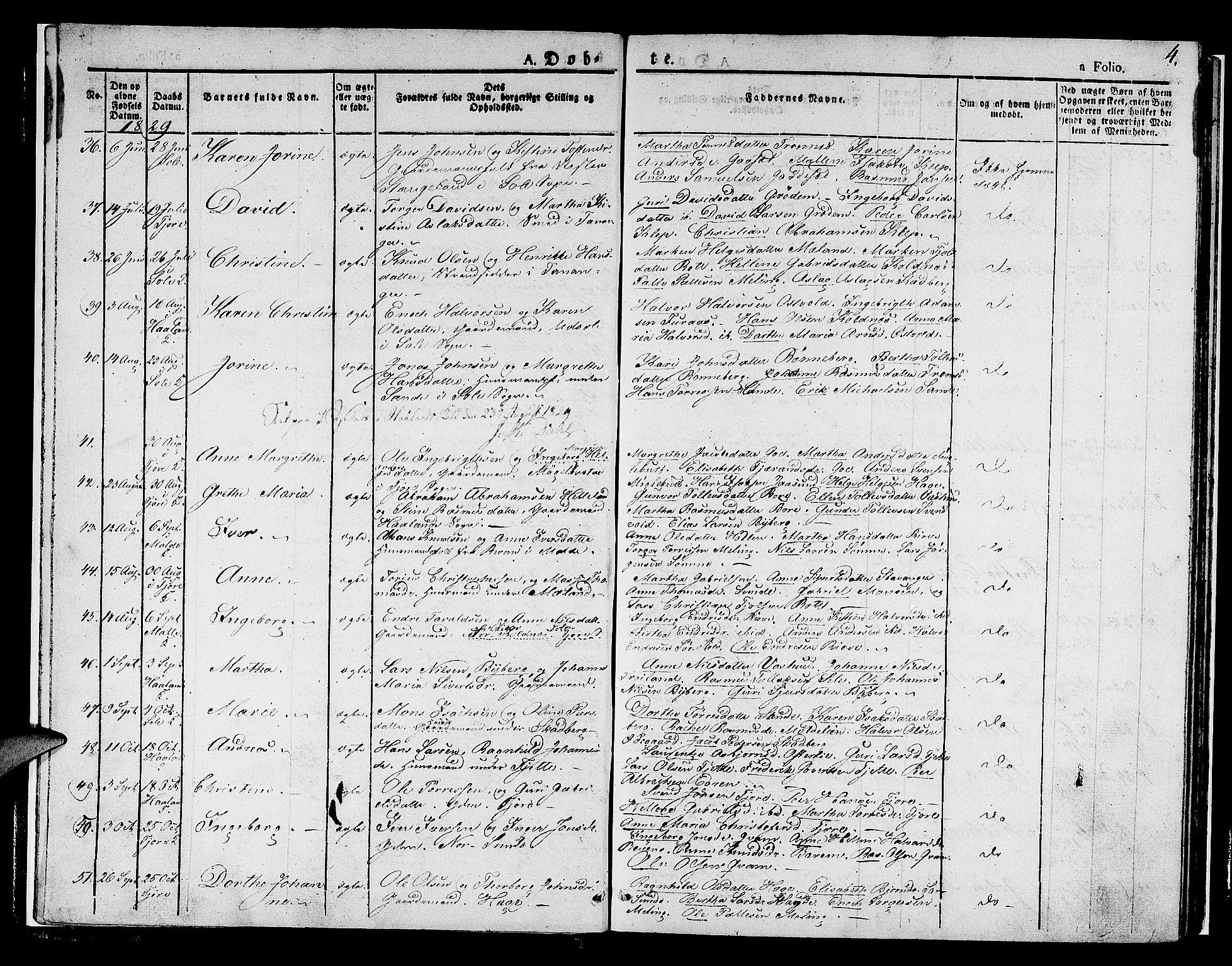 Håland sokneprestkontor, SAST/A-101802/001/30BA/L0005: Parish register (official) no. A 5, 1829-1841, p. 4