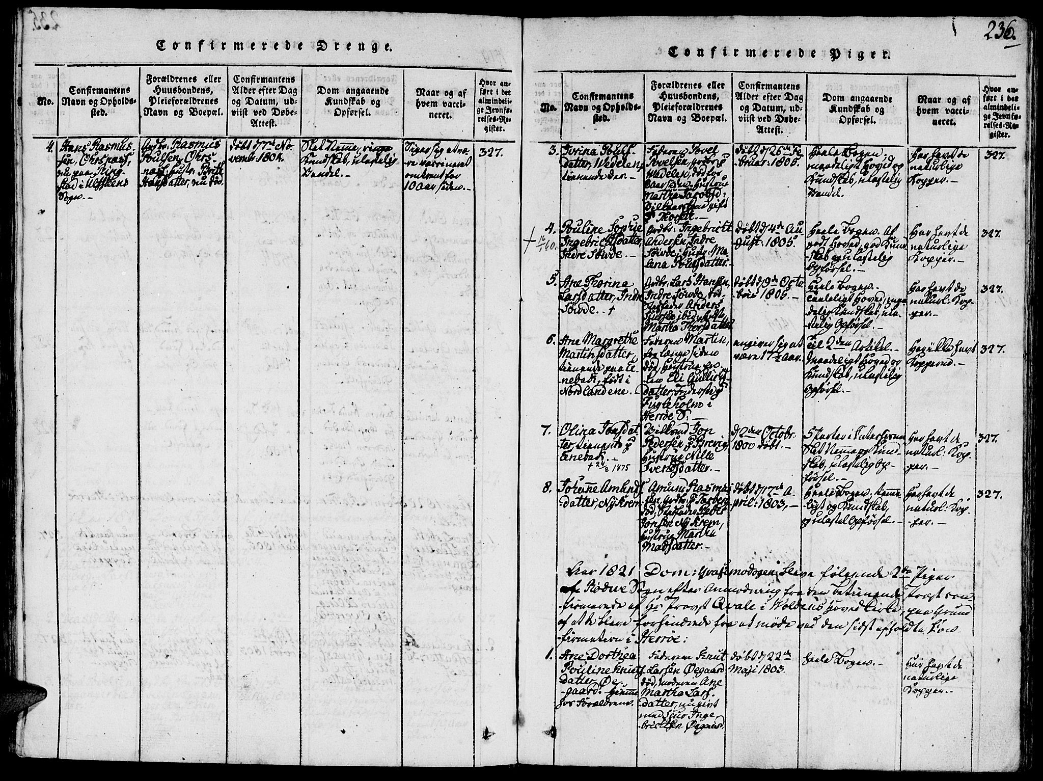 Ministerialprotokoller, klokkerbøker og fødselsregistre - Møre og Romsdal, SAT/A-1454/504/L0054: Parish register (official) no. 504A01, 1816-1861, p. 236