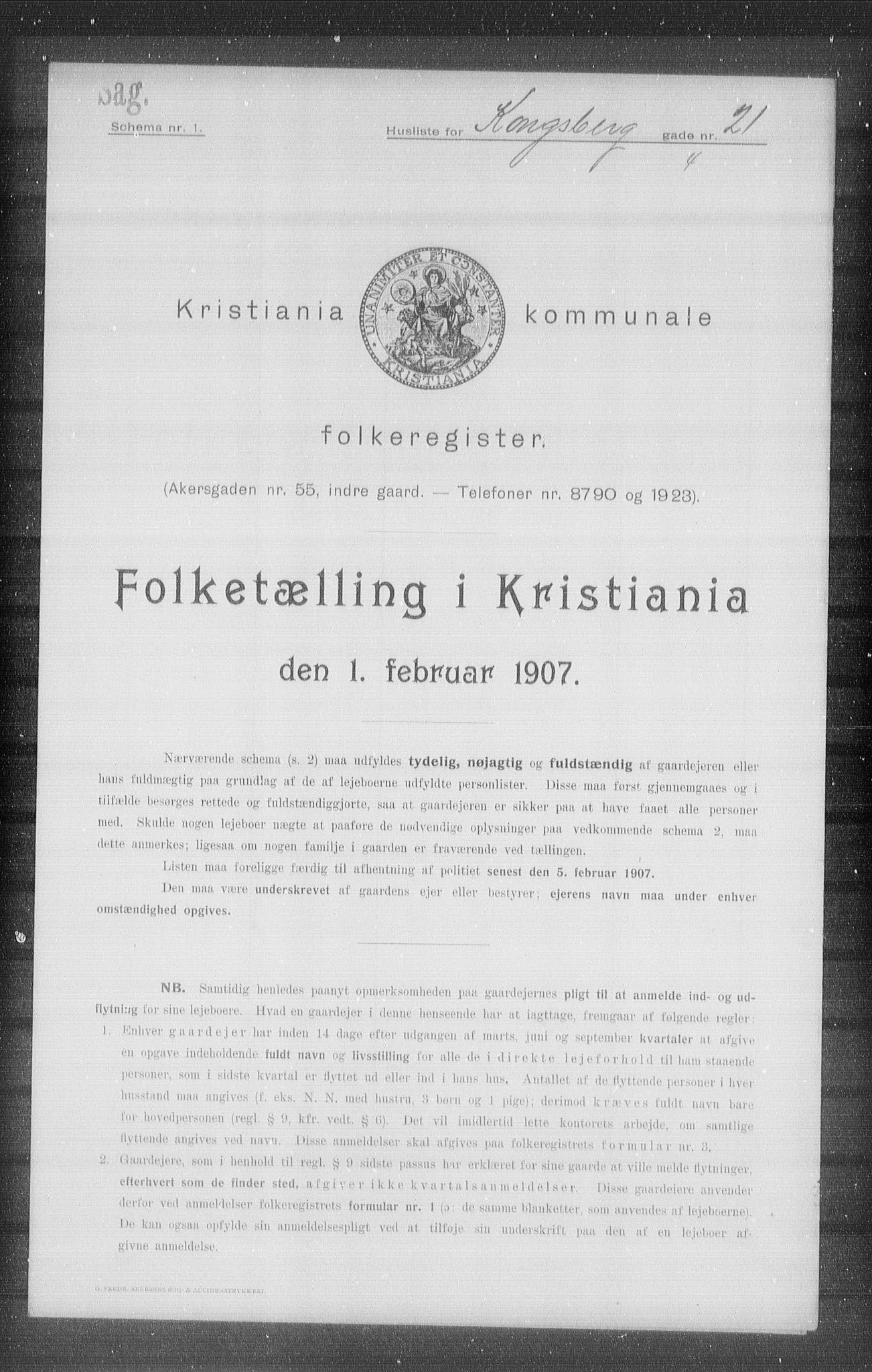 OBA, Municipal Census 1907 for Kristiania, 1907, p. 26990