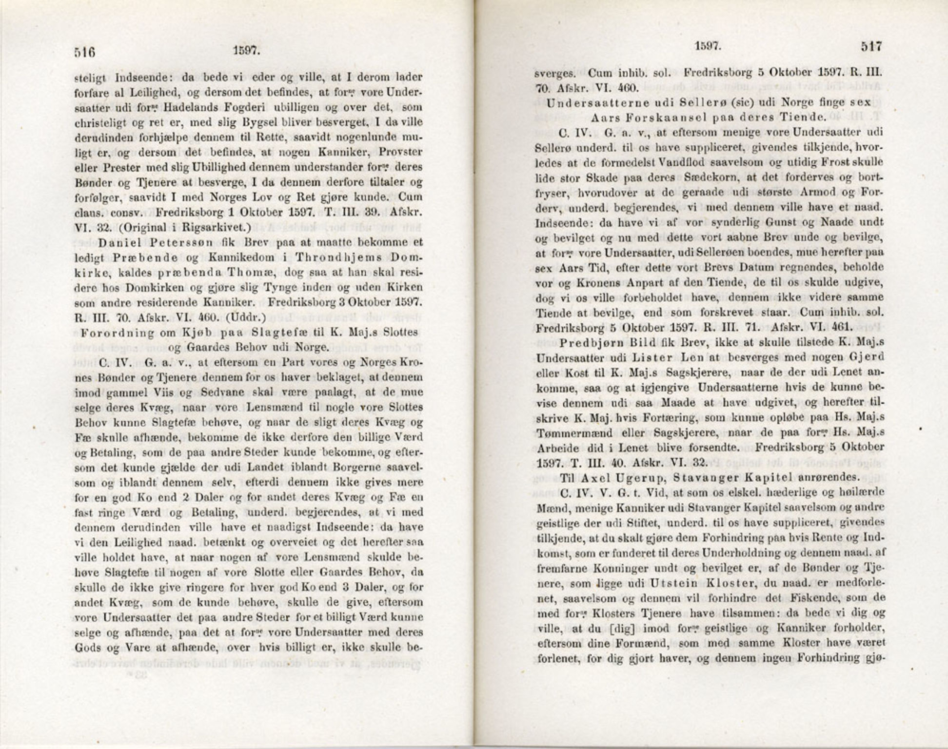 Publikasjoner utgitt av Det Norske Historiske Kildeskriftfond, PUBL/-/-/-: Norske Rigs-Registranter, bind 3, 1588-1602, p. 516-517