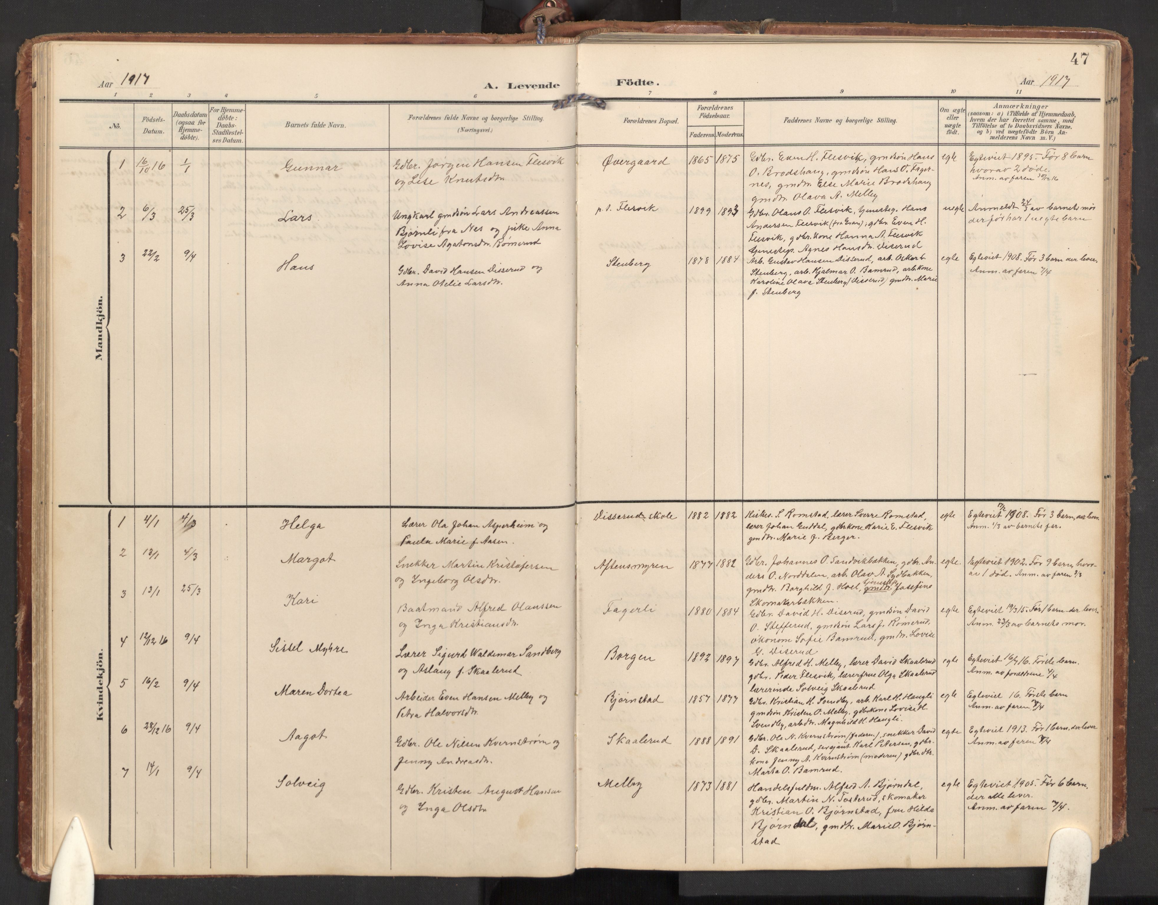 Hurdal prestekontor Kirkebøker, SAO/A-10889/G/Gb/L0001: Parish register (copy) no. II 1, 1902-1939, p. 47