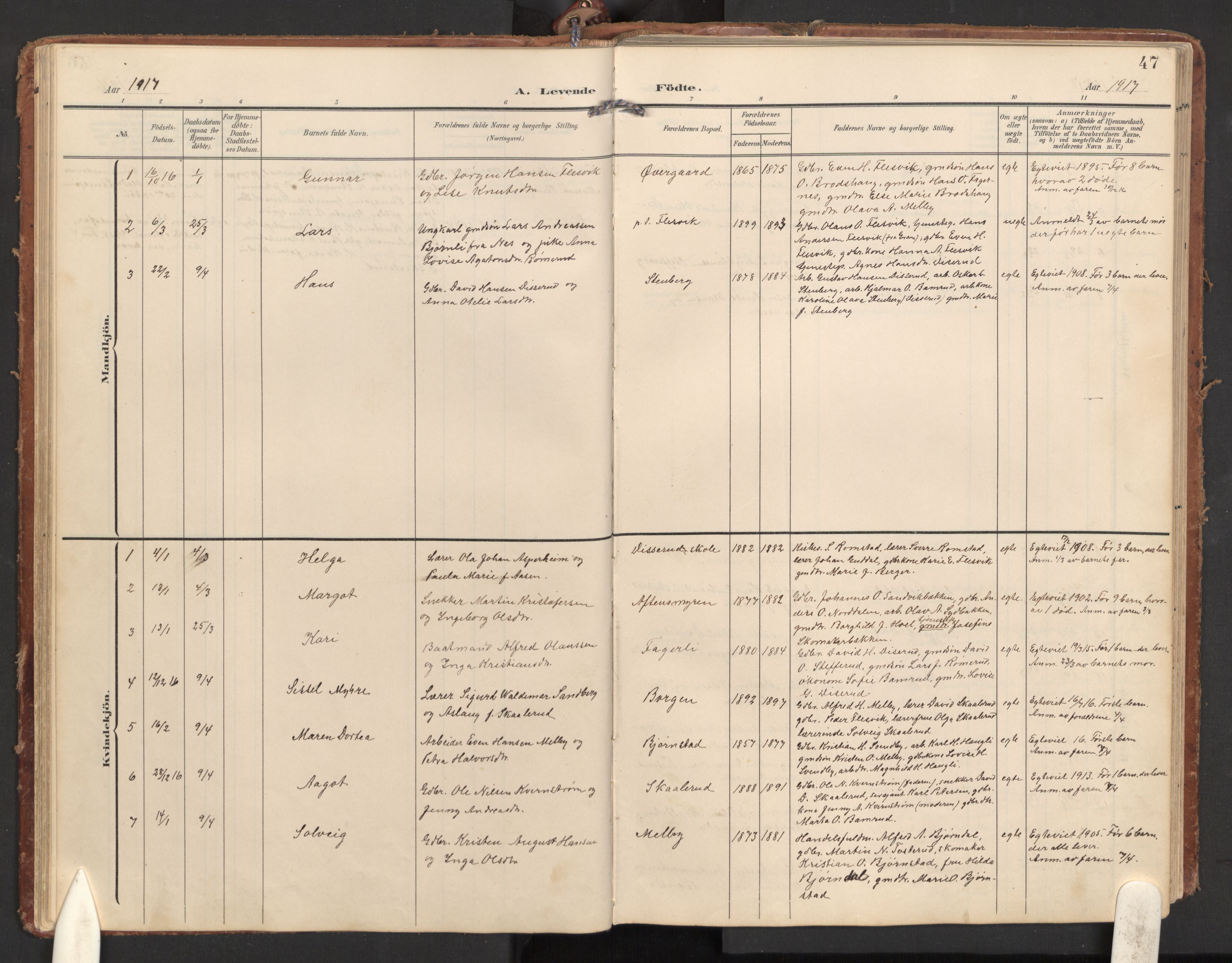 Hurdal prestekontor Kirkebøker, AV/SAO-A-10889/G/Gb/L0001: Parish register (copy) no. II 1, 1902-1939, p. 47