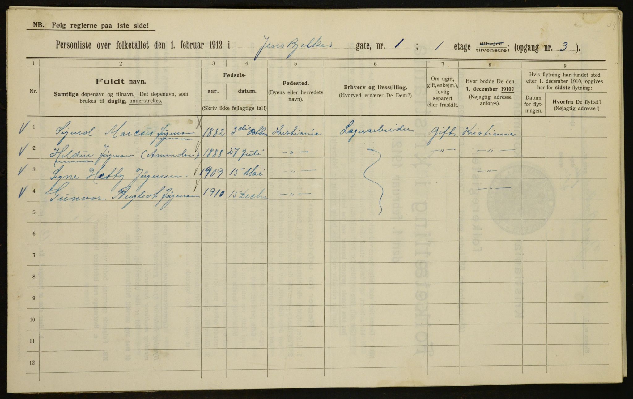 OBA, Municipal Census 1912 for Kristiania, 1912, p. 45775