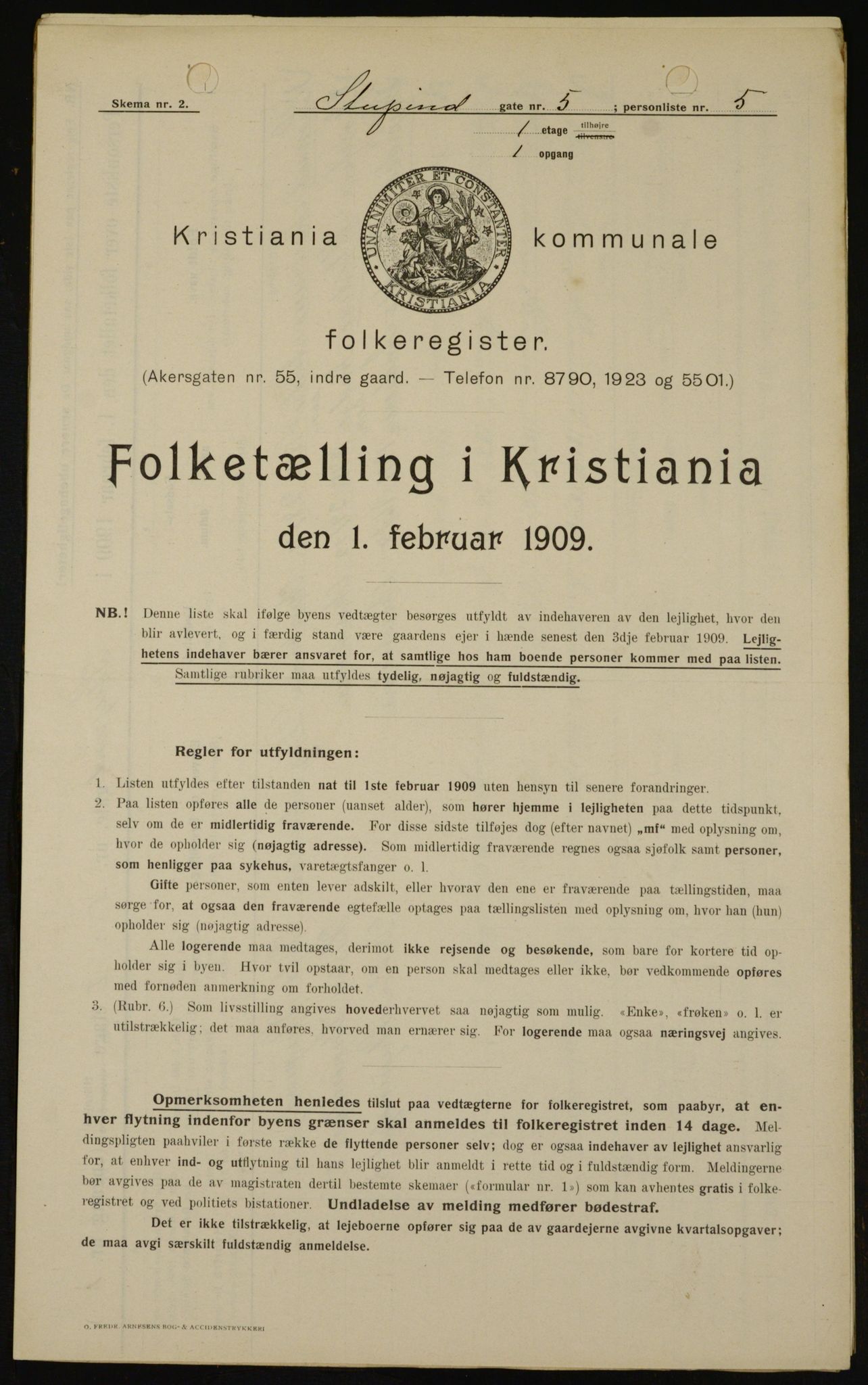 OBA, Municipal Census 1909 for Kristiania, 1909, p. 94589