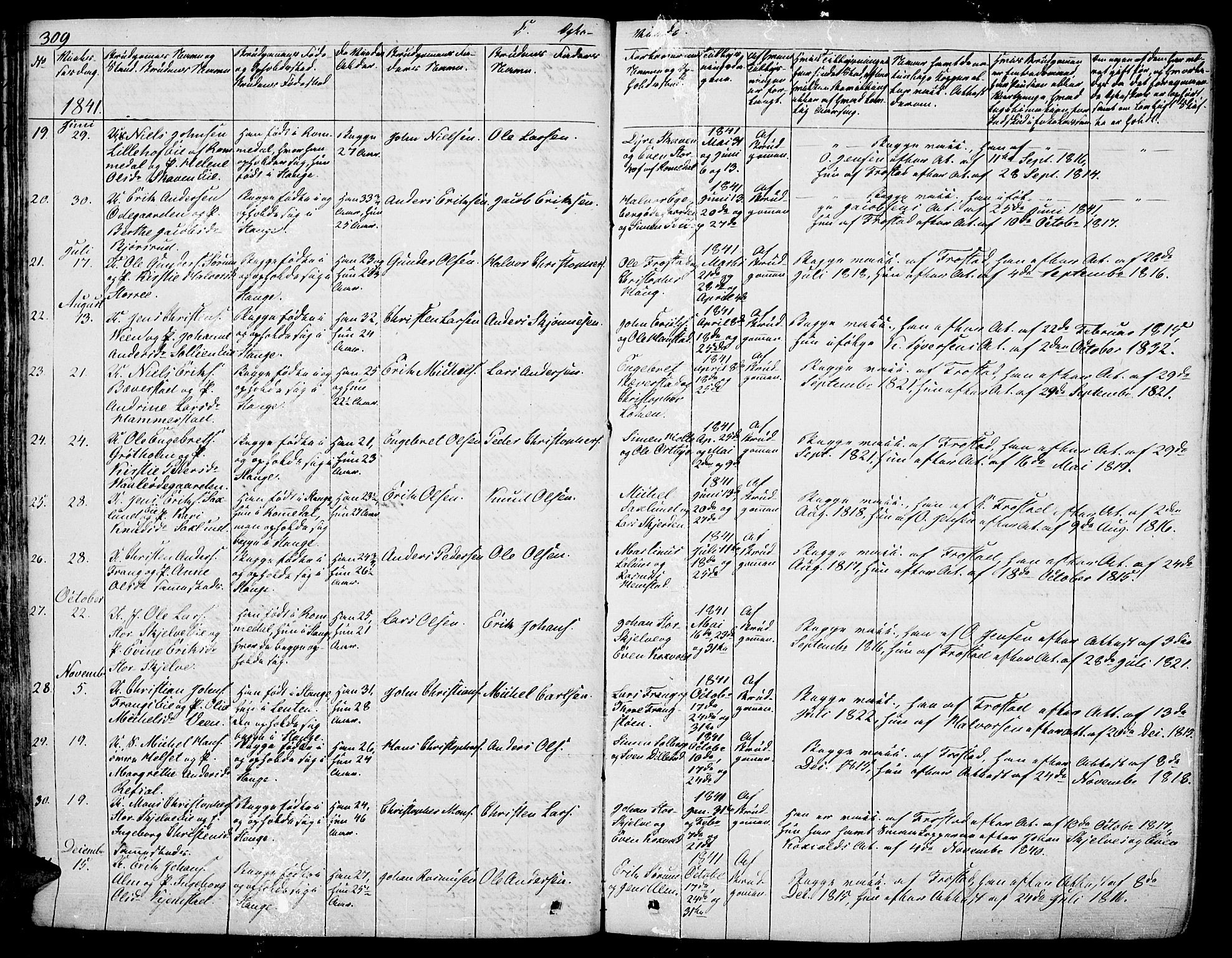 Stange prestekontor, SAH/PREST-002/L/L0003: Parish register (copy) no. 3, 1840-1864, p. 309