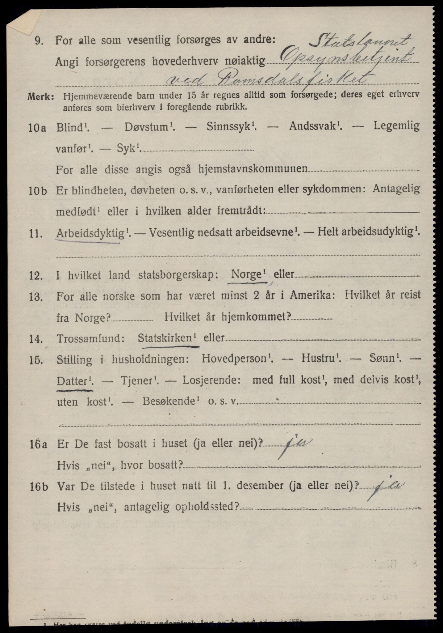 SAT, 1920 census for Ulstein, 1920, p. 2609