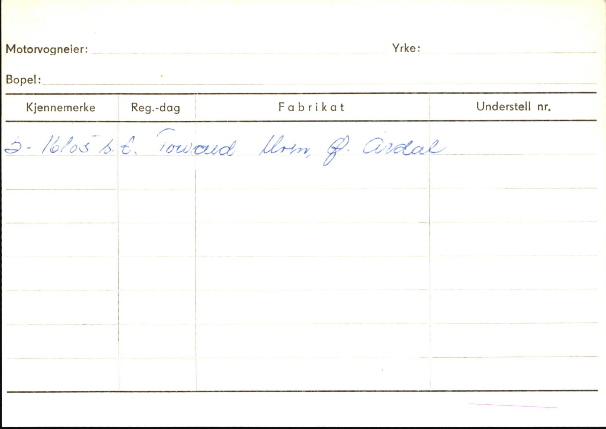 Statens vegvesen, Sogn og Fjordane vegkontor, AV/SAB-A-5301/4/F/L0145: Registerkort Vågsøy S-Å. Årdal I-P, 1945-1975, p. 1198