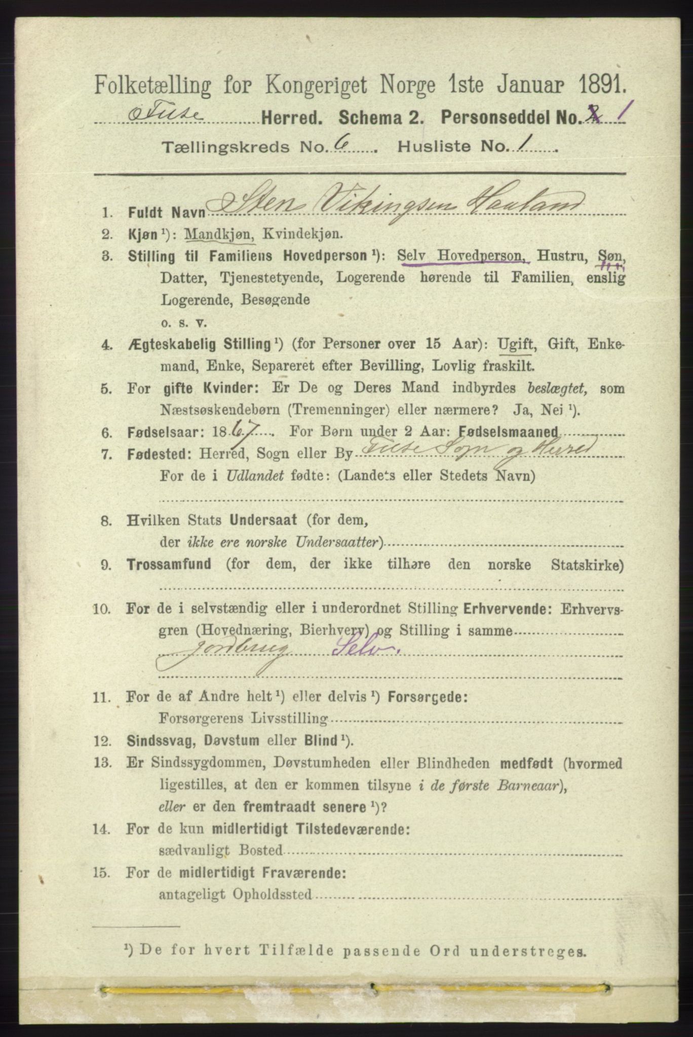 RA, 1891 census for 1241 Fusa, 1891, p. 1080