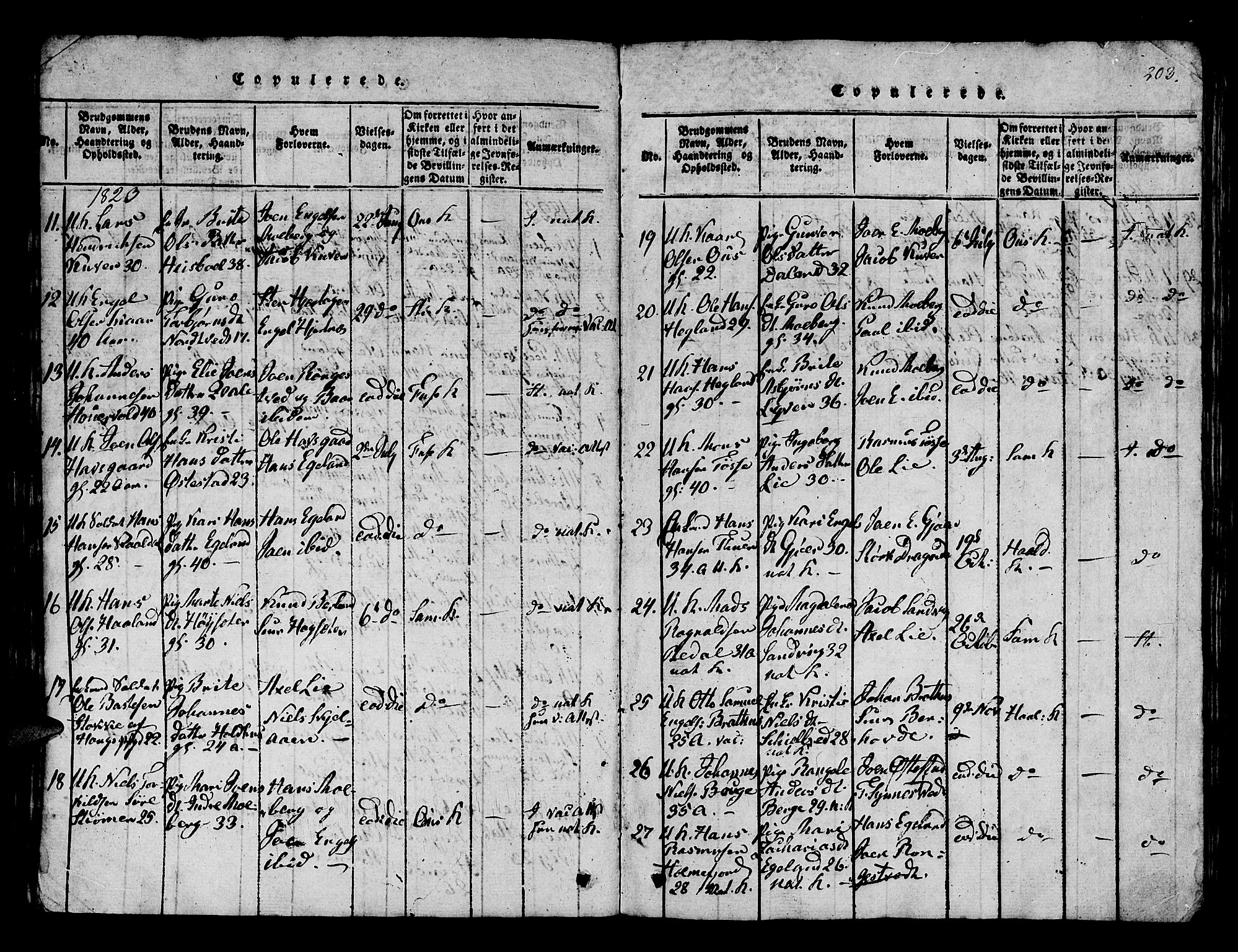 Os sokneprestembete, AV/SAB-A-99929: Parish register (official) no. A 12, 1816-1825, p. 203