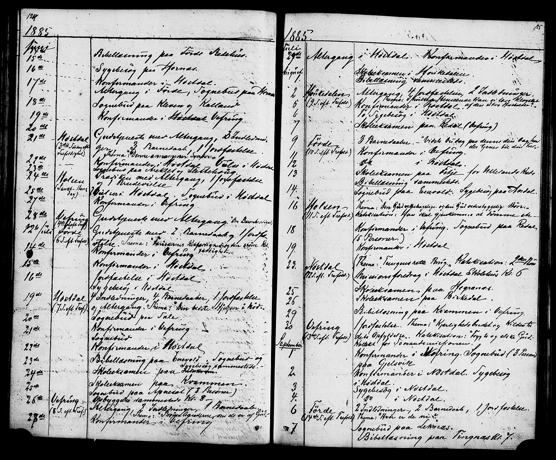 Førde sokneprestembete, SAB/A-79901: Curate's parish register no. A 1, 1870-1881, p. 124-125