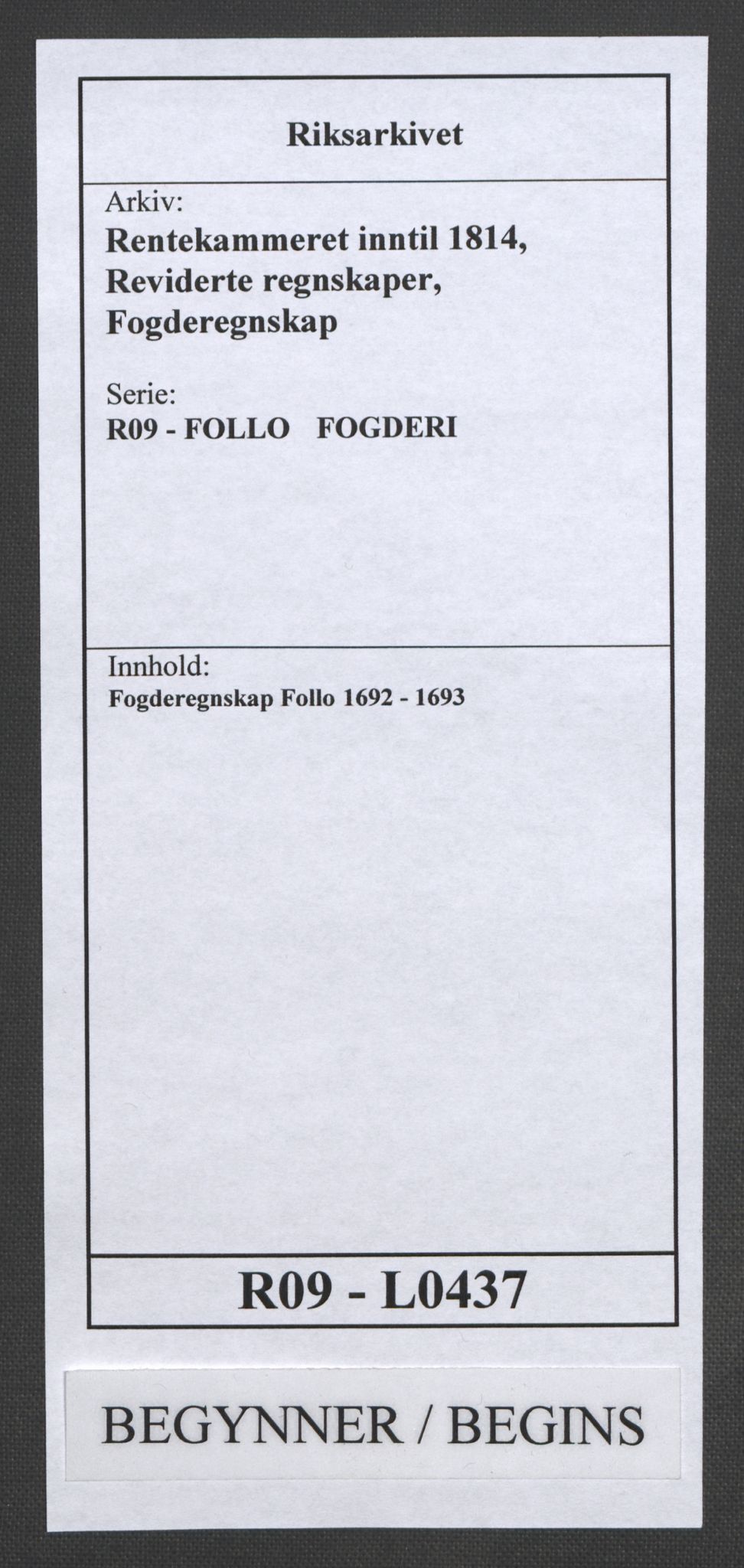 Rentekammeret inntil 1814, Reviderte regnskaper, Fogderegnskap, RA/EA-4092/R09/L0437: Fogderegnskap Follo, 1692-1693, p. 1